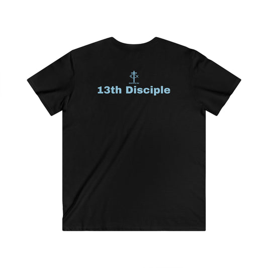 ICHTHYS 911 - "13th Disciple" - Blue Font - Men's Fitted V-Neck Tee - Casual Comfort for Everyday Wear - Faith Fashion - T-Shirt