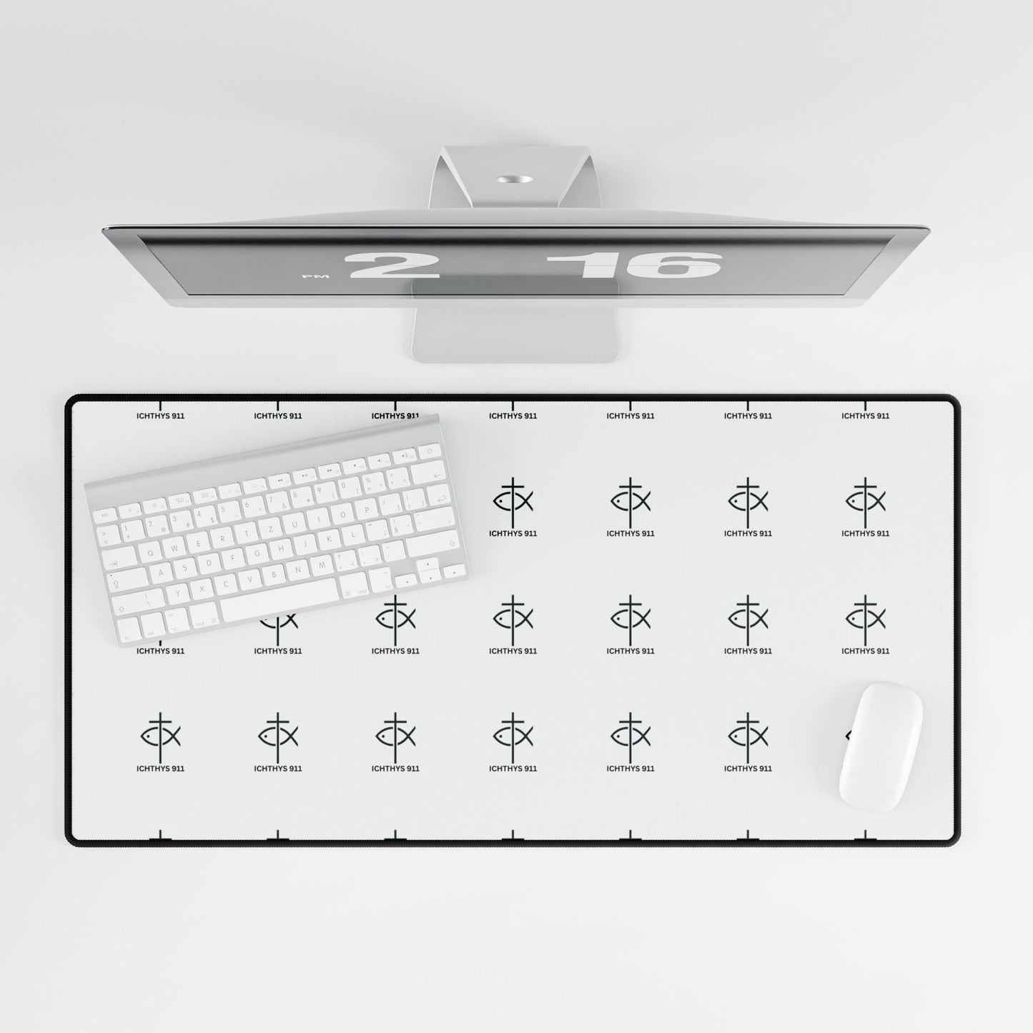 Minimalist Desk Mat with Stylish Icons - Perfect for Home Office & Gaming