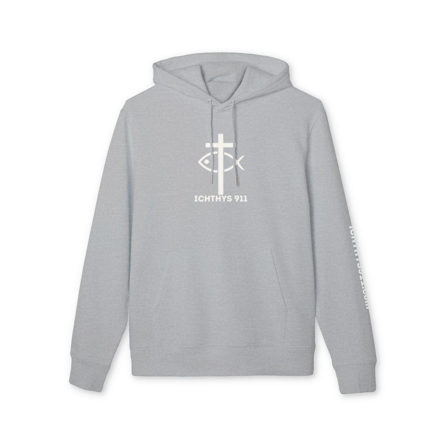 Iēsous Christos, Theou Yios, Sōtēr = Jesus Christ, Son of God, Savior - Unisex - Lightweight Religious Sweatshirt - ICHTHYS 911 - Hoodie - 100% Organic
