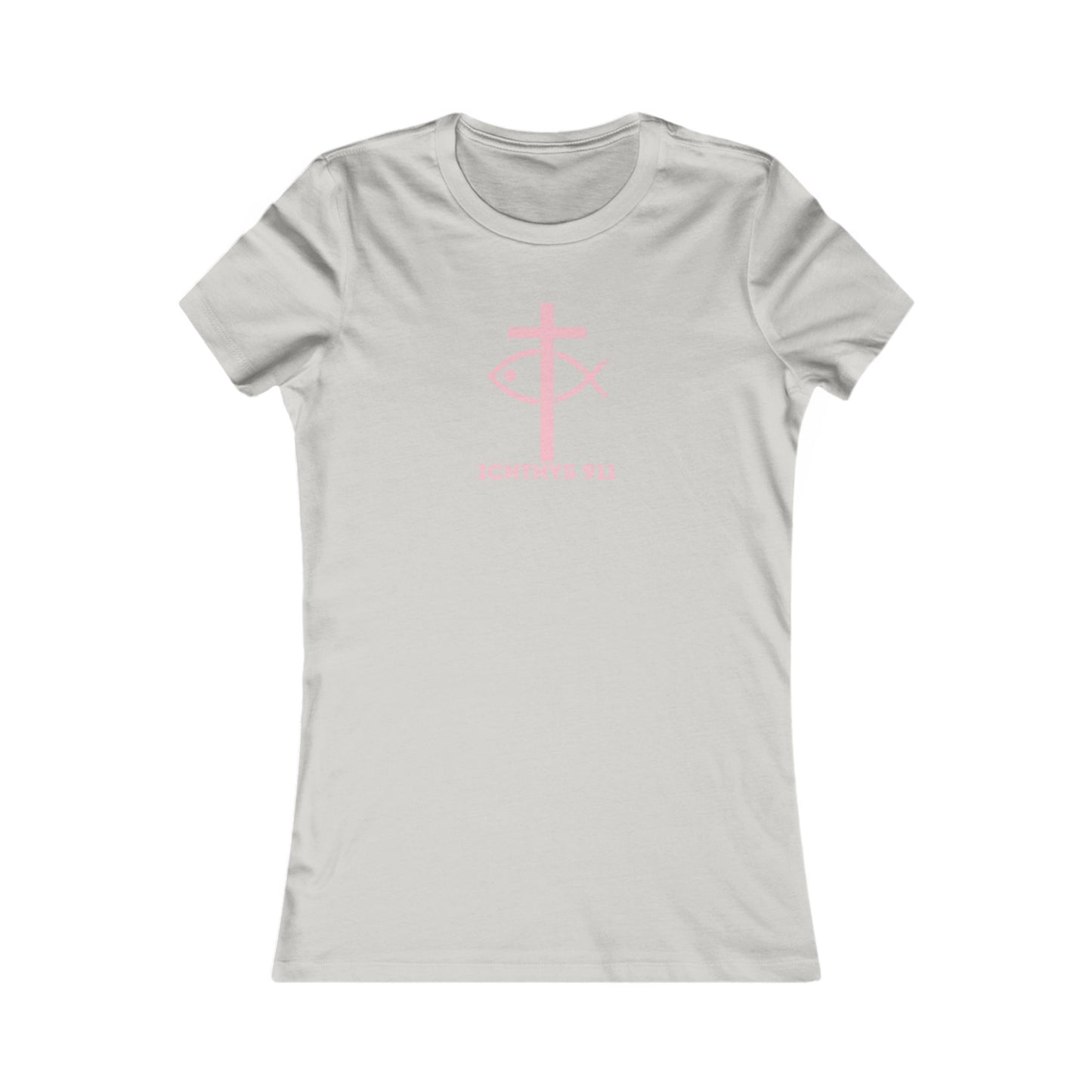 Jesus Christ Son of God Savior Christian Pink Font Inspirational Women's Favorite Tee - ICHTHYS 911 Design