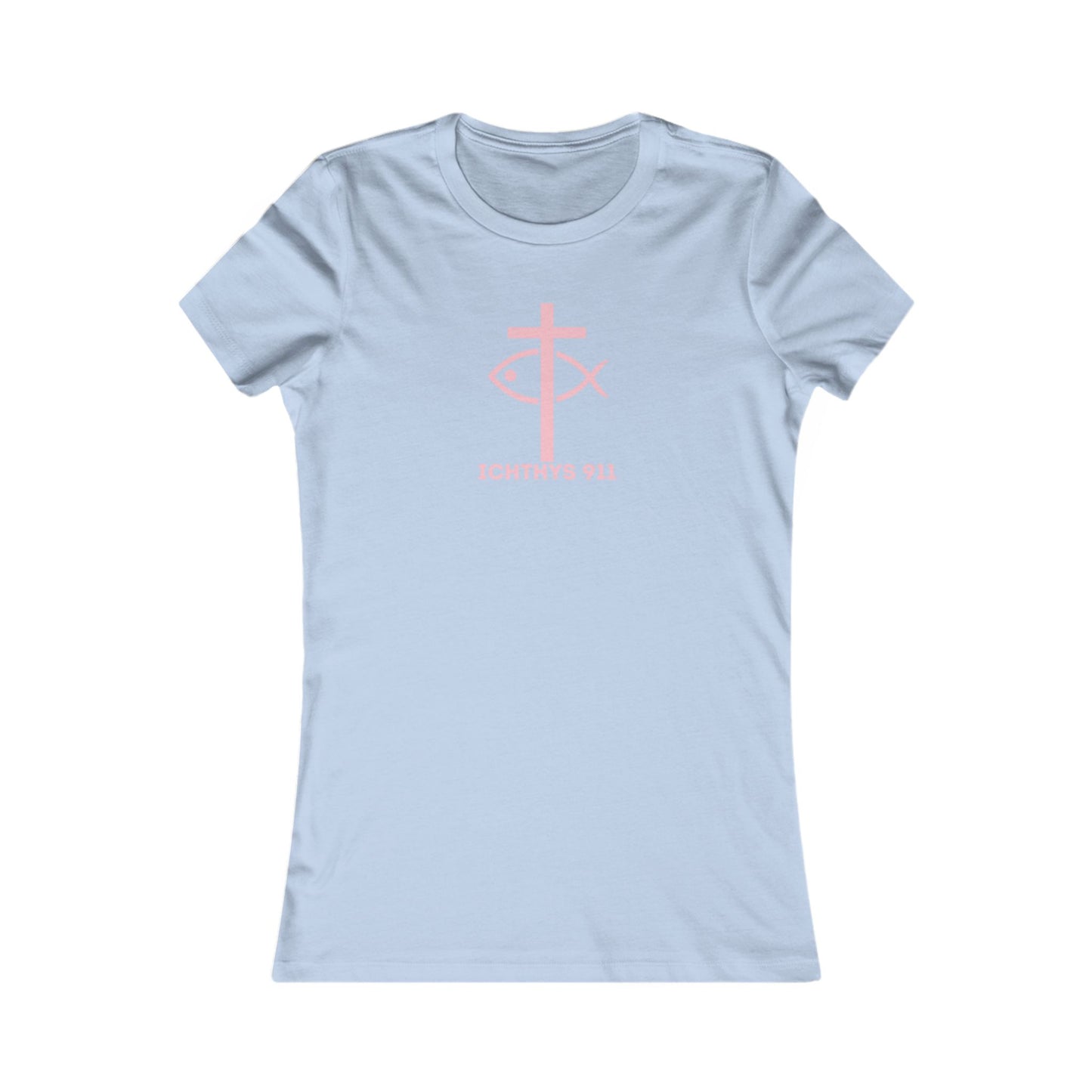 Jesus Christ Son of God Savior Christian Pink Font Inspirational Women's Favorite Tee - ICHTHYS 911 Design