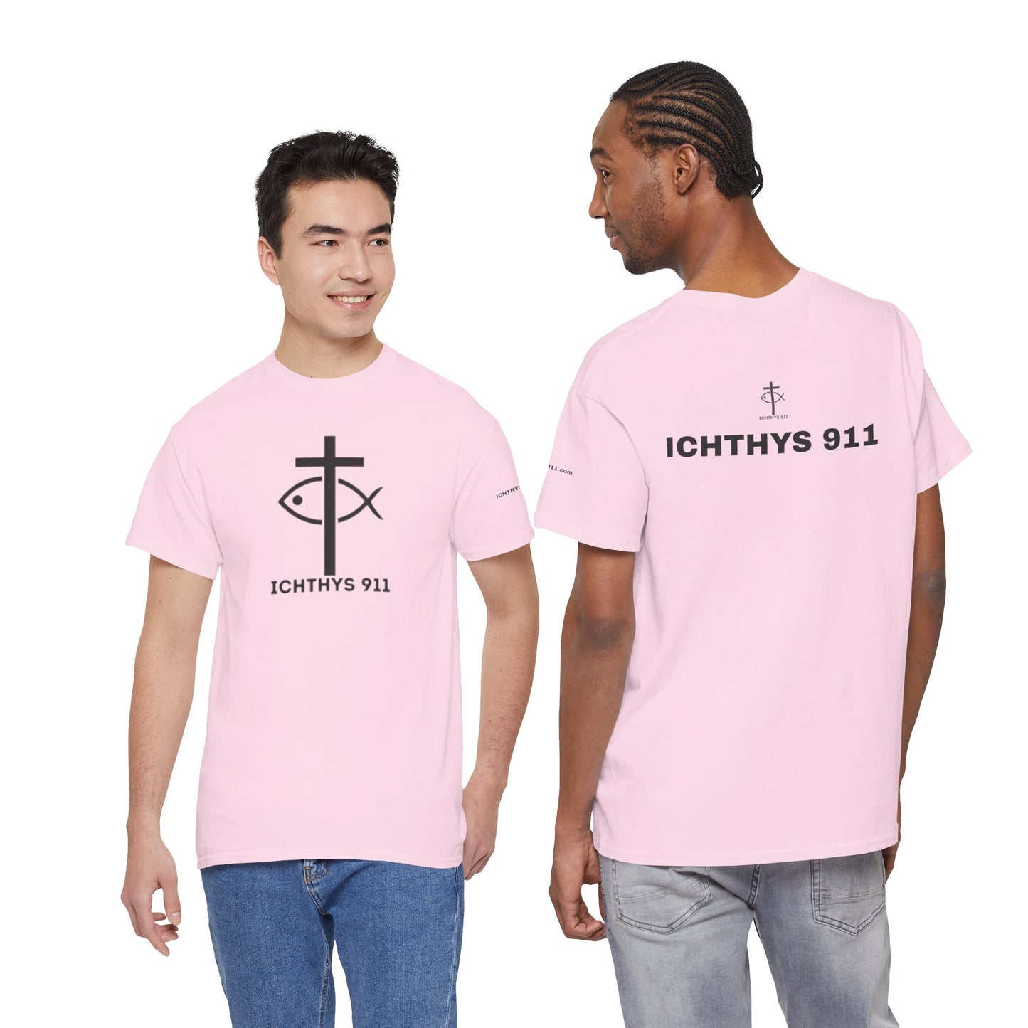 Authentic Design - Unisex T-Shirt - Heavy Cotton T-Shirt - Jesus Fish - Men's T-Shirt - Women T-Shirt Christian Faith - Unisex Clothing - ICHTHYS 911