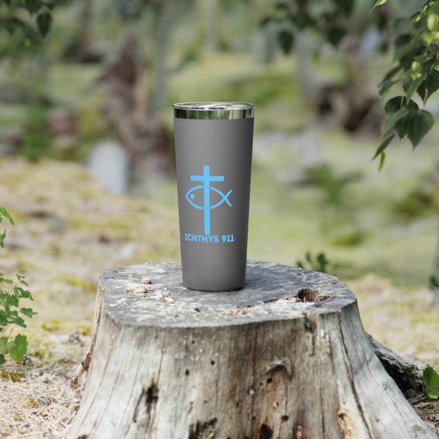 Faith-Inspired Copper Vacuum Insulated Tumbler - 22oz with ICHTHYS 911 Design