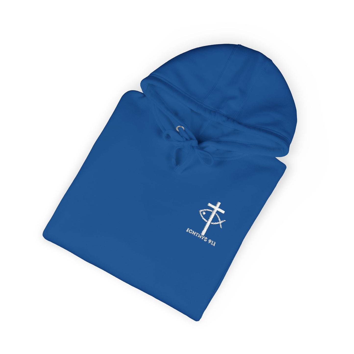 ICHTHYS 911 Embroidery Hoodie Pullover - Unsex - Elevated Embroider Gift for Her or Him - Christian Wear