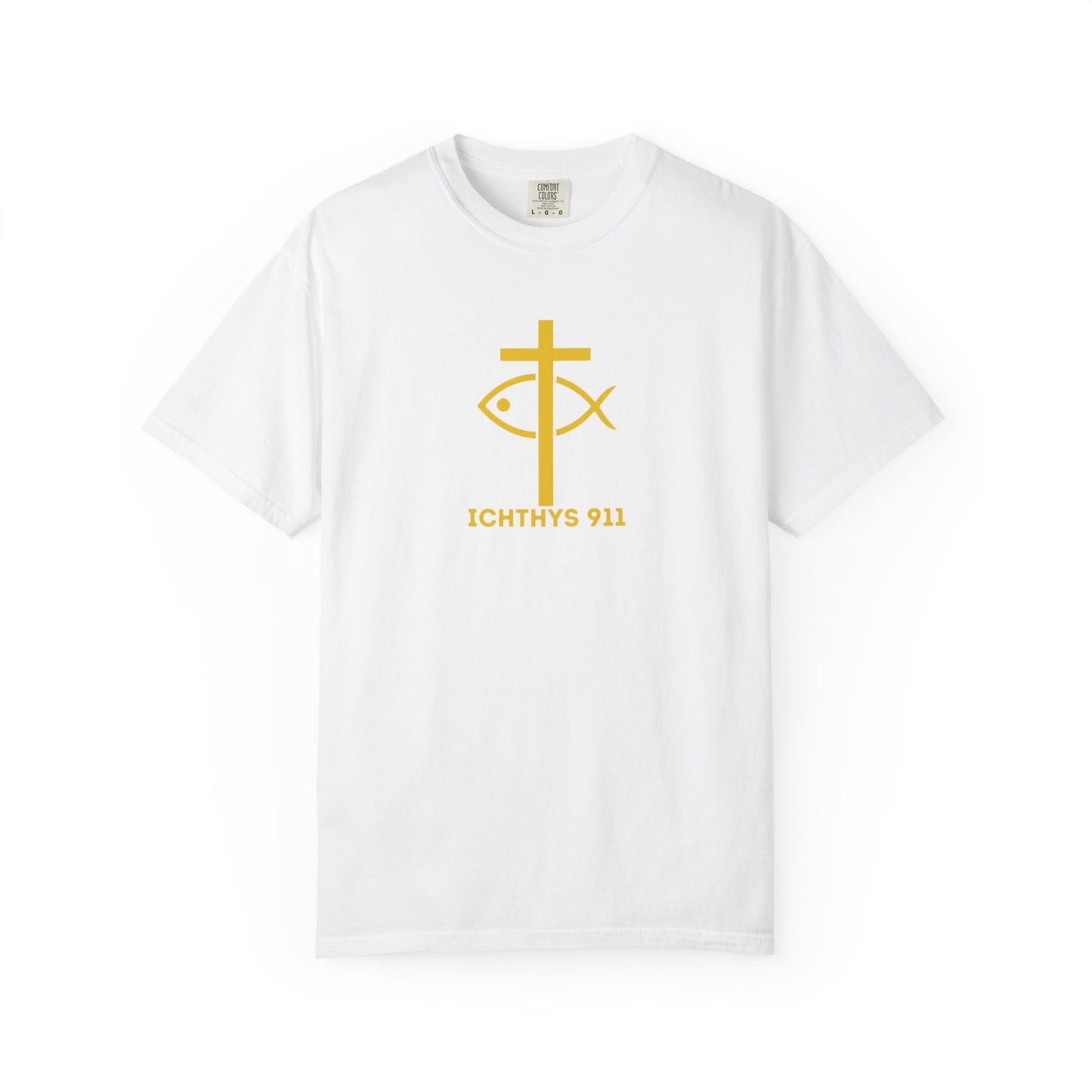 "Faith, Hope, & Love" - Gold Font - Unisex Garment Dyed T-Shirt - 100# US Cotton - Men T-Shirt - Women T-Shirt - Christian T- Shirt -Faith-Inspired Shirt - Christian Fashion - Wear Your Faith - ICHTHYS 911