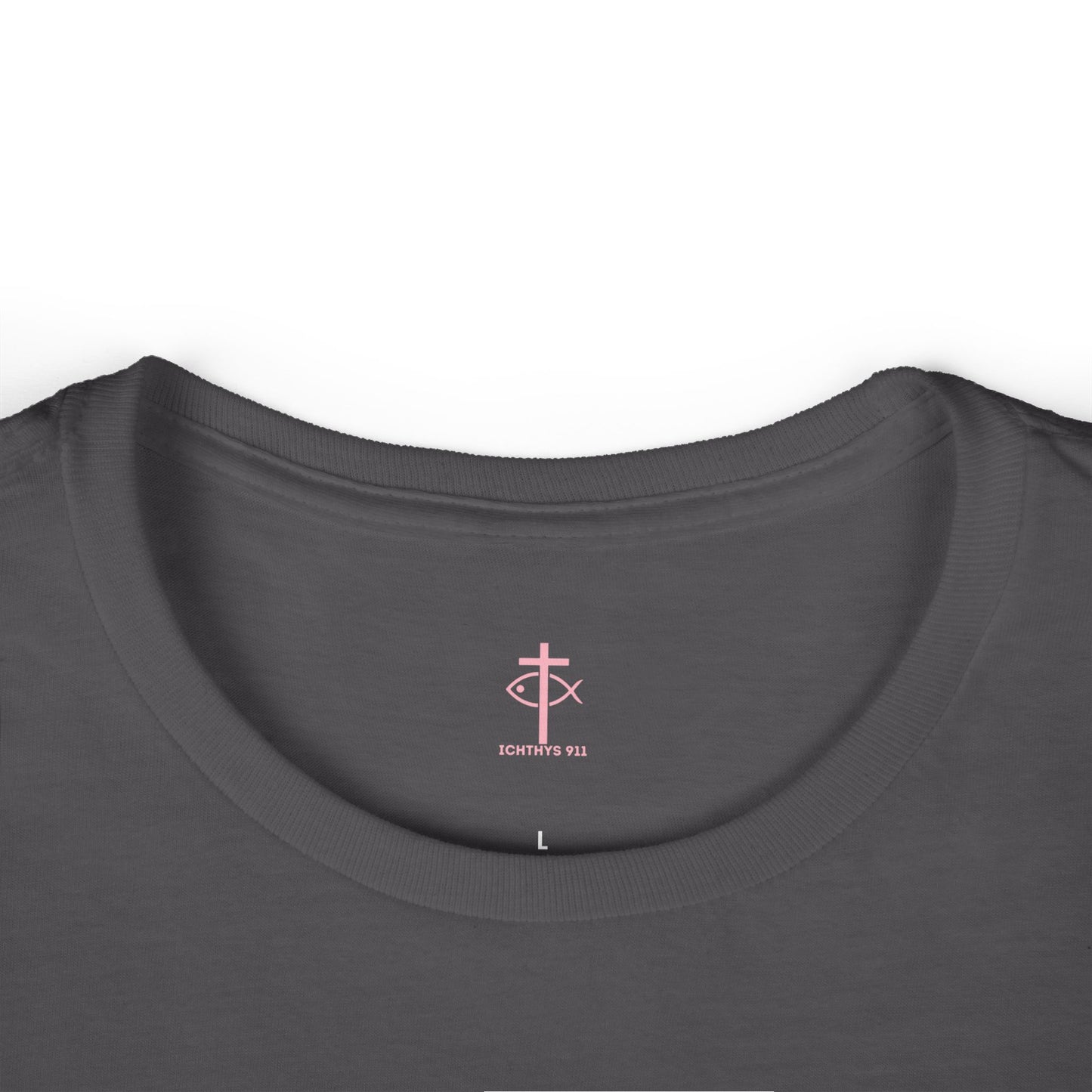 ICHTHYS 911 - "Roll With God Love Like Jesus" - Pink Font - Faith-Inspired Women's Tee - Summer Light T-Shirt - Wear Your Faith - Soft style Tee