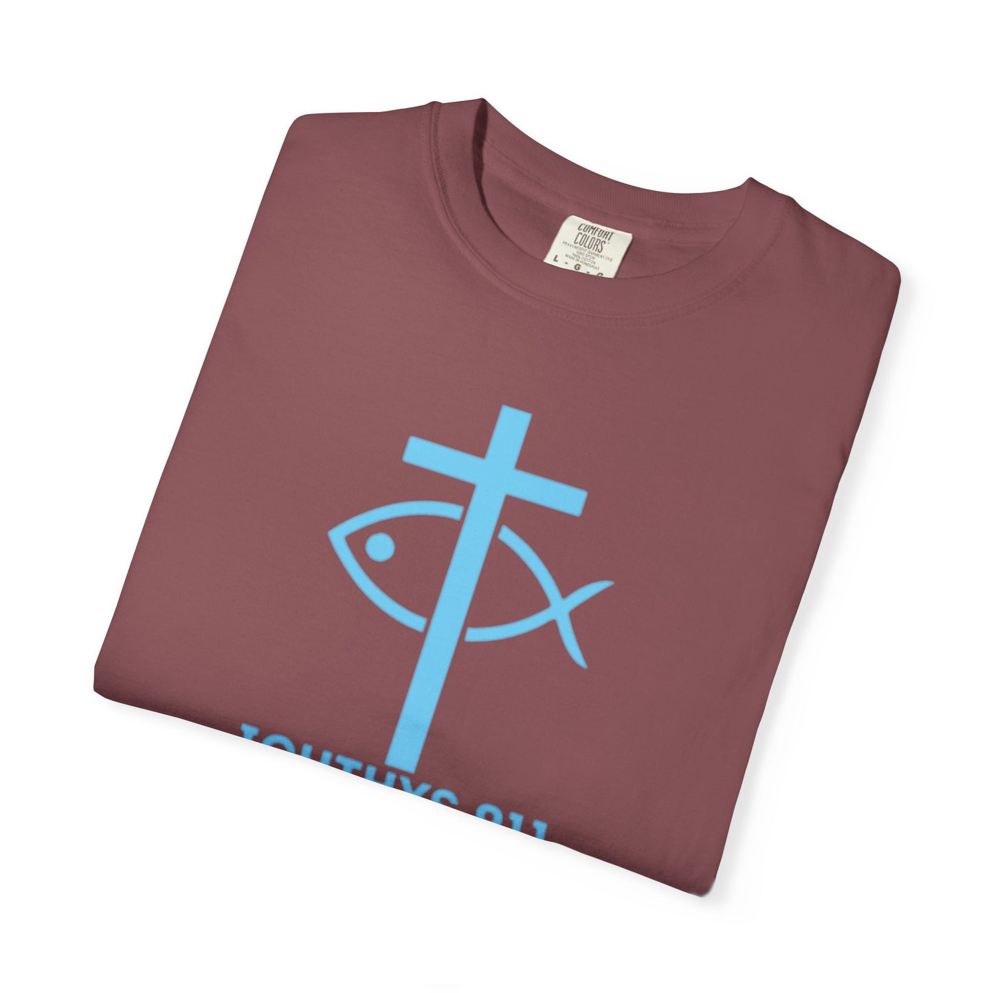 Authentic - Christian Streetwear T-Shirt – Jesus Gym & Faith Fashion, Unisex Garment-Dyed T-Shirt Blue Font - ICHTHYS 911
