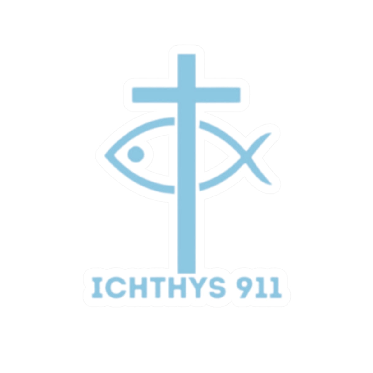 Faith-Inspired Kiss-Cut Stickers - ICHTHYS 911 Design for Personalization