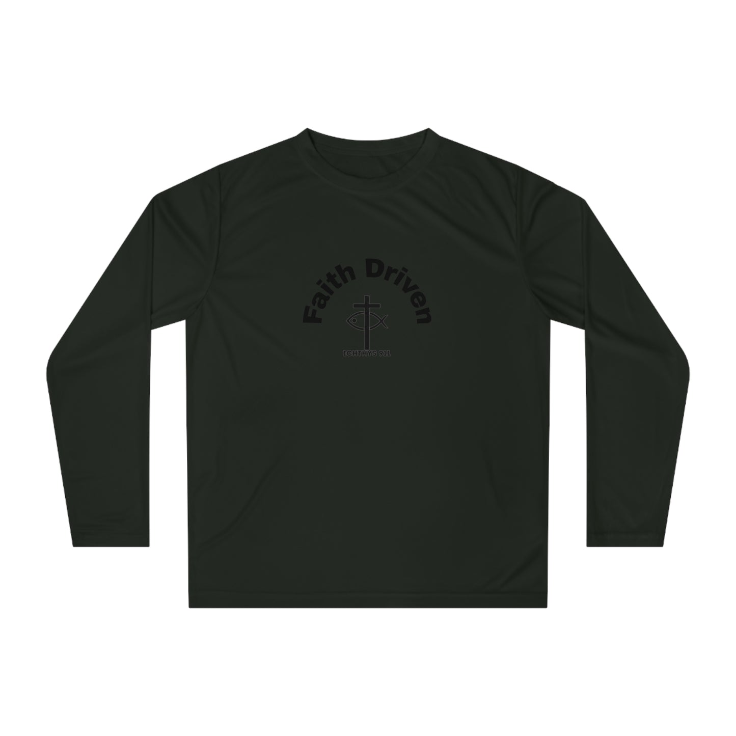 ICHTHYS 911 "Faith Driven" Unisex Performance Long Sleeve Shirt - 100% Moisture-Wicking Poly - UPF30+ Sun Protection - Men Shirt - Women Shirt - Christian Activewear