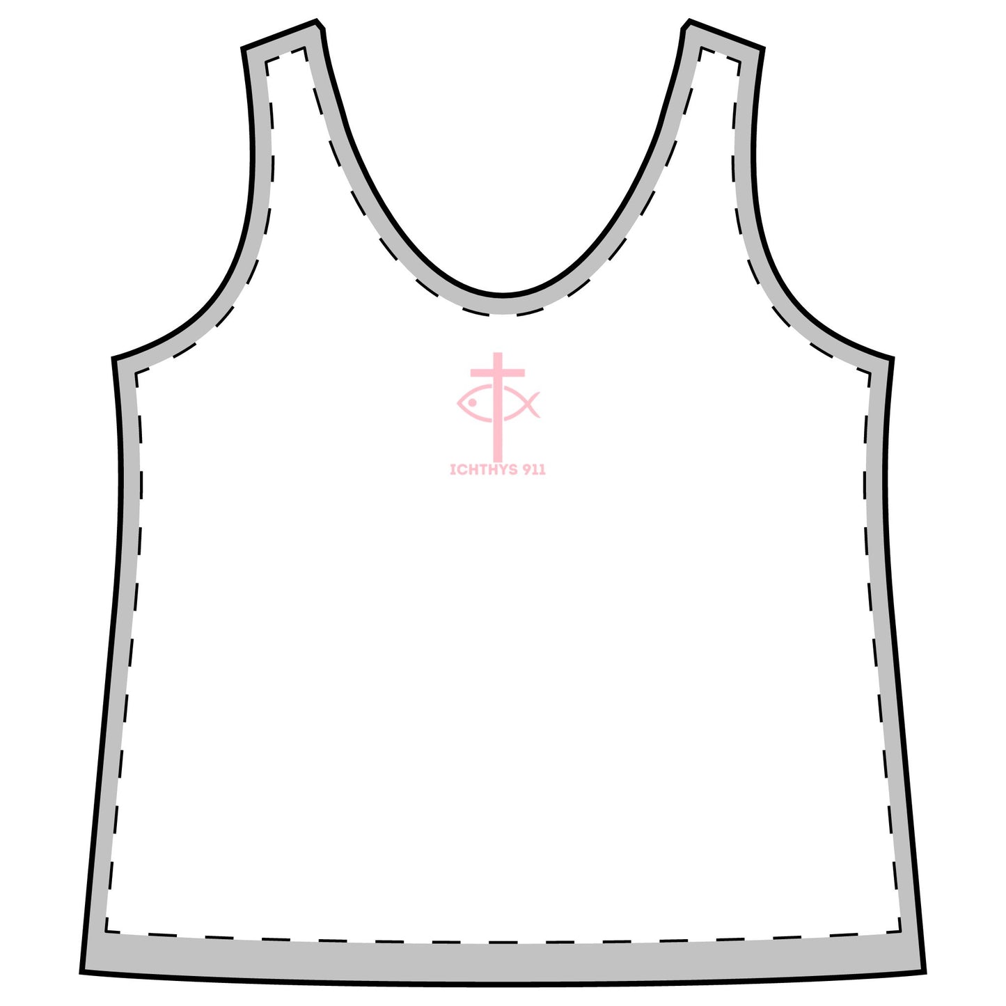 ICHTHYS 911 "Dressed in Grace, Covered in Faith" - Sporty Racerback Tank for Women - Perfect for Active Lifestyle & Casual Wear -ICHTHYS 911 Logo