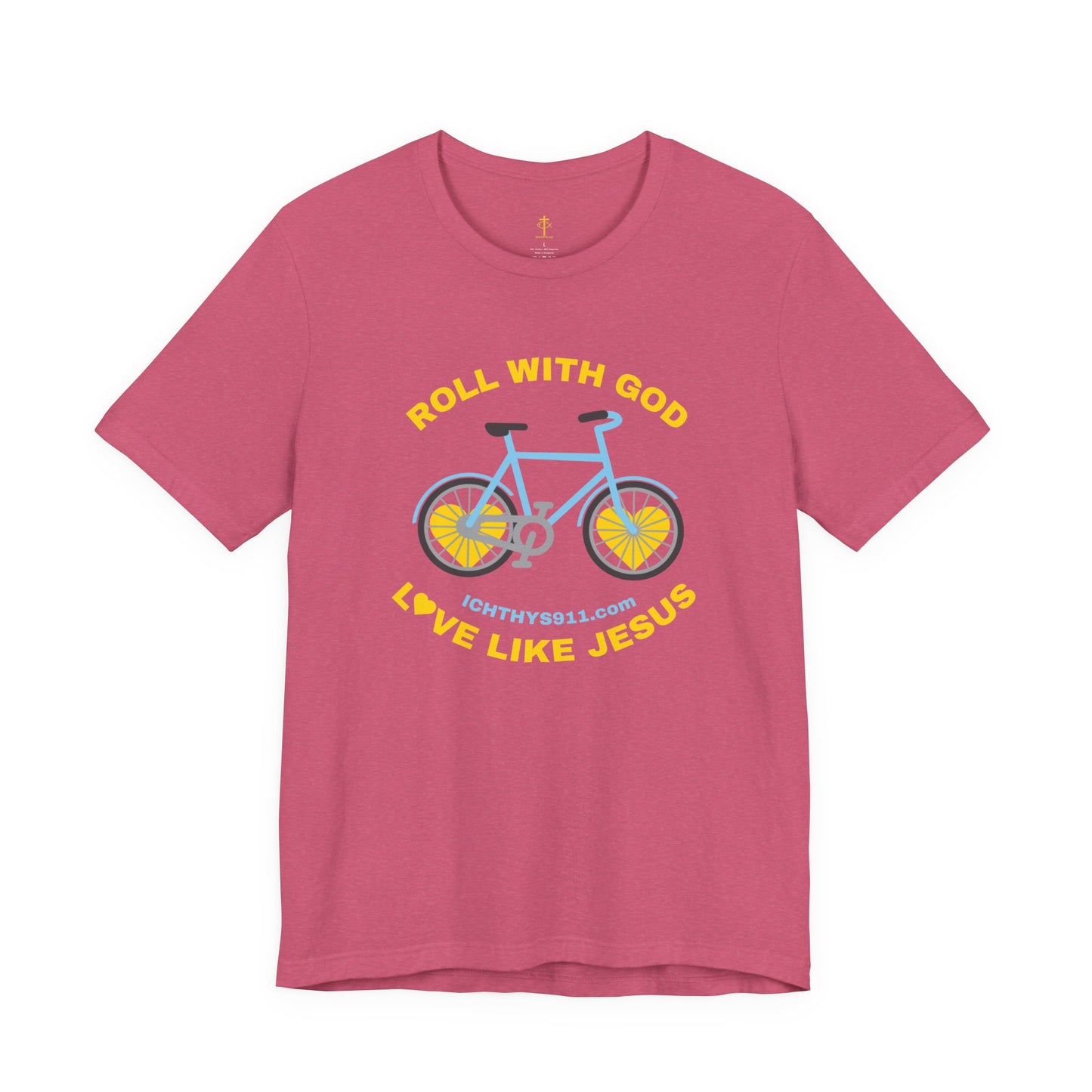 Roll With God Love Like Jesus - Reverse Design - Unisex T- Shirt - Lightweight 100% Cotton - Summer T - Arm Form Fitting - Men T- Shirt - Women T-Shirt - Christian T-Shirt - Love Like Jesus ICHTHYS 911