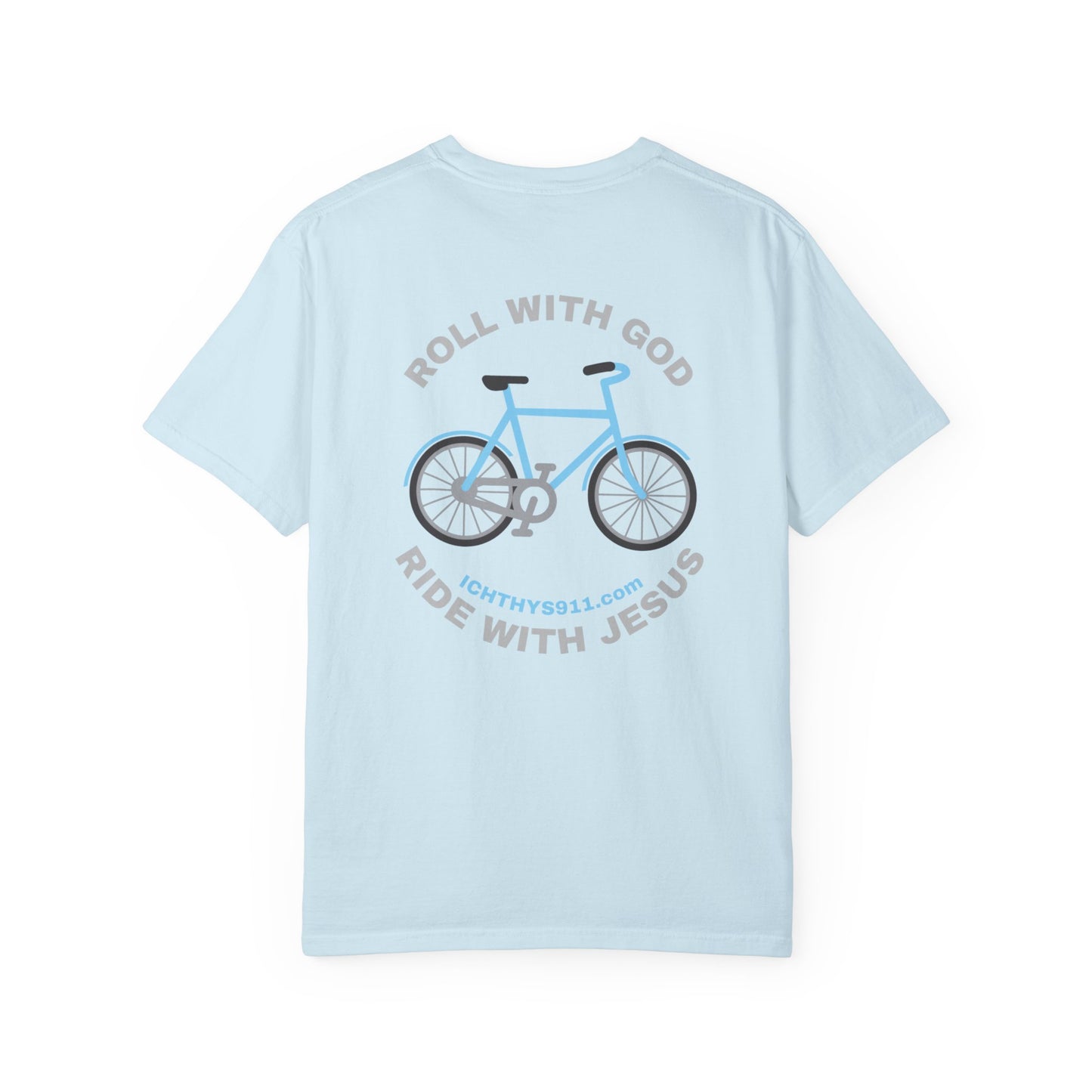 ICHTHYS 911 - "Roll With God Ride With Jesus" - Silver Font - Unisex T- Shirt - Medium Weight 100% Cotton - Summer T - Men T- Shirt - Women T-Shirt - Christian T-Shirt - Love Like Jesus