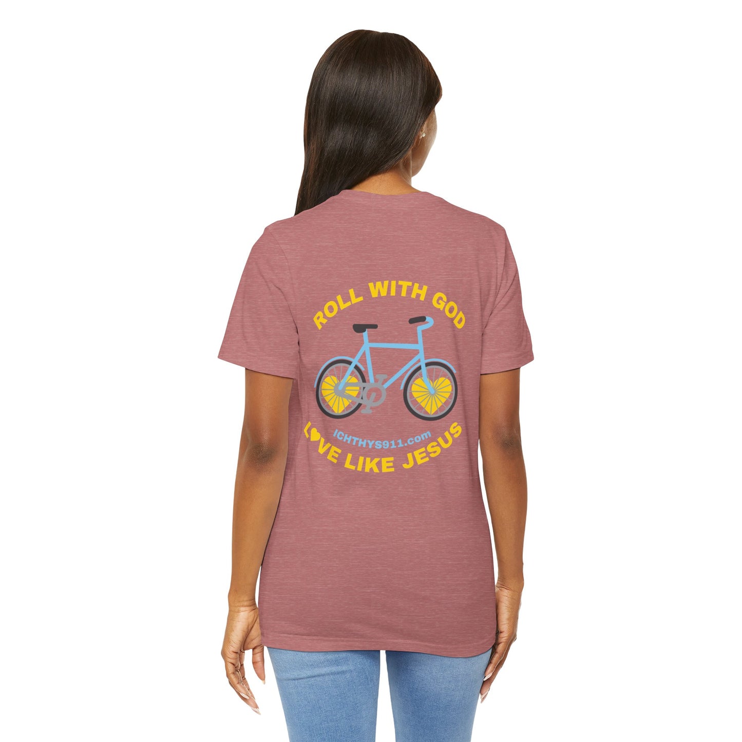 "Roll With God" - Unisex T- Shirt - Lightweight 100% Cotton - Summer T - Arm Form Fitting - Men T- Shirt - Women T-Shirt - Christian T-Shirt - Love Like Jesus - ICHTHYS 911 Design