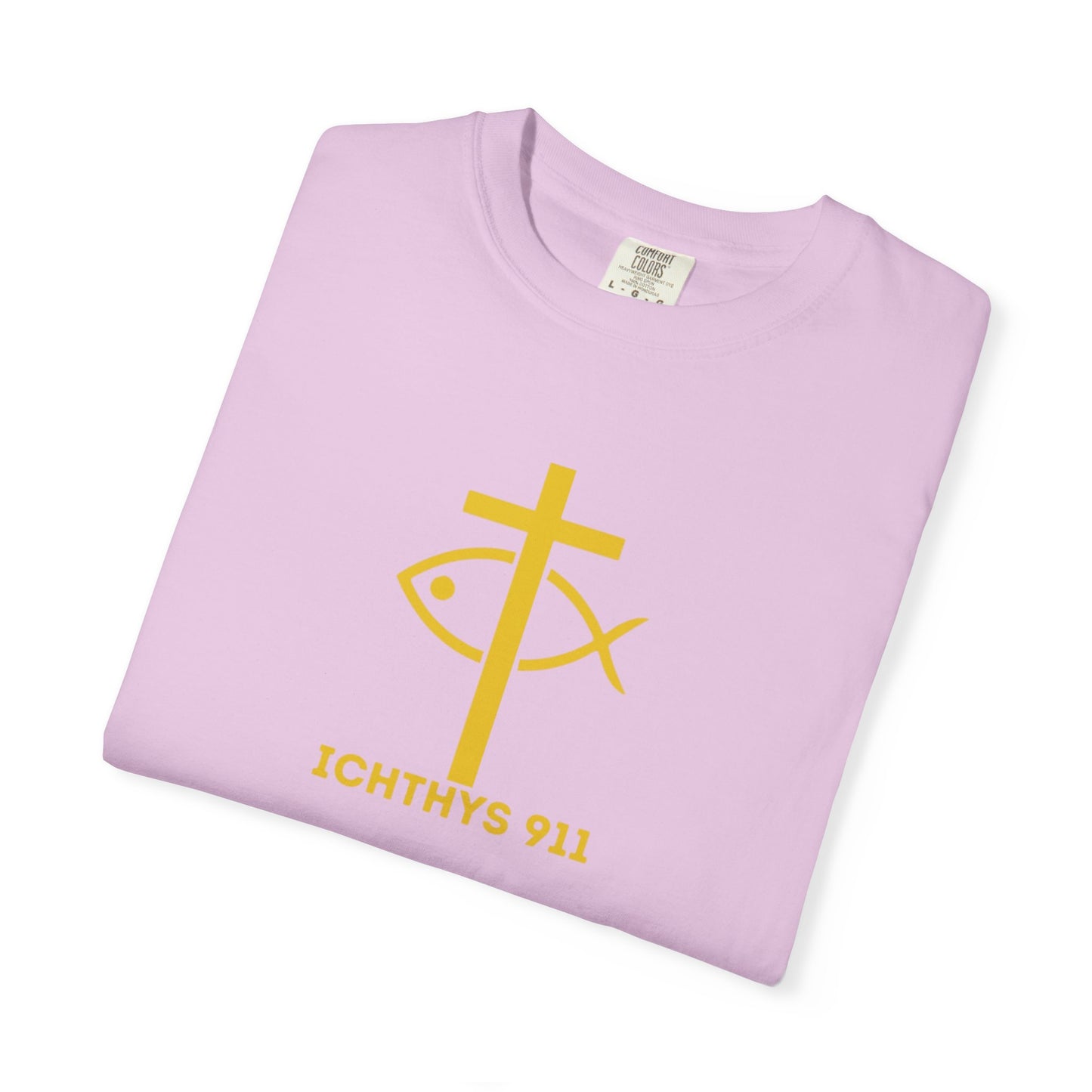 "Faith, Hope, & Love" - Gold Font - Unisex Garment Dyed T-Shirt - 100# US Cotton - Men T-Shirt - Women T-Shirt - Christian T- Shirt -Faith-Inspired Shirt - Christian Fashion - Wear Your Faith - ICHTHYS 911