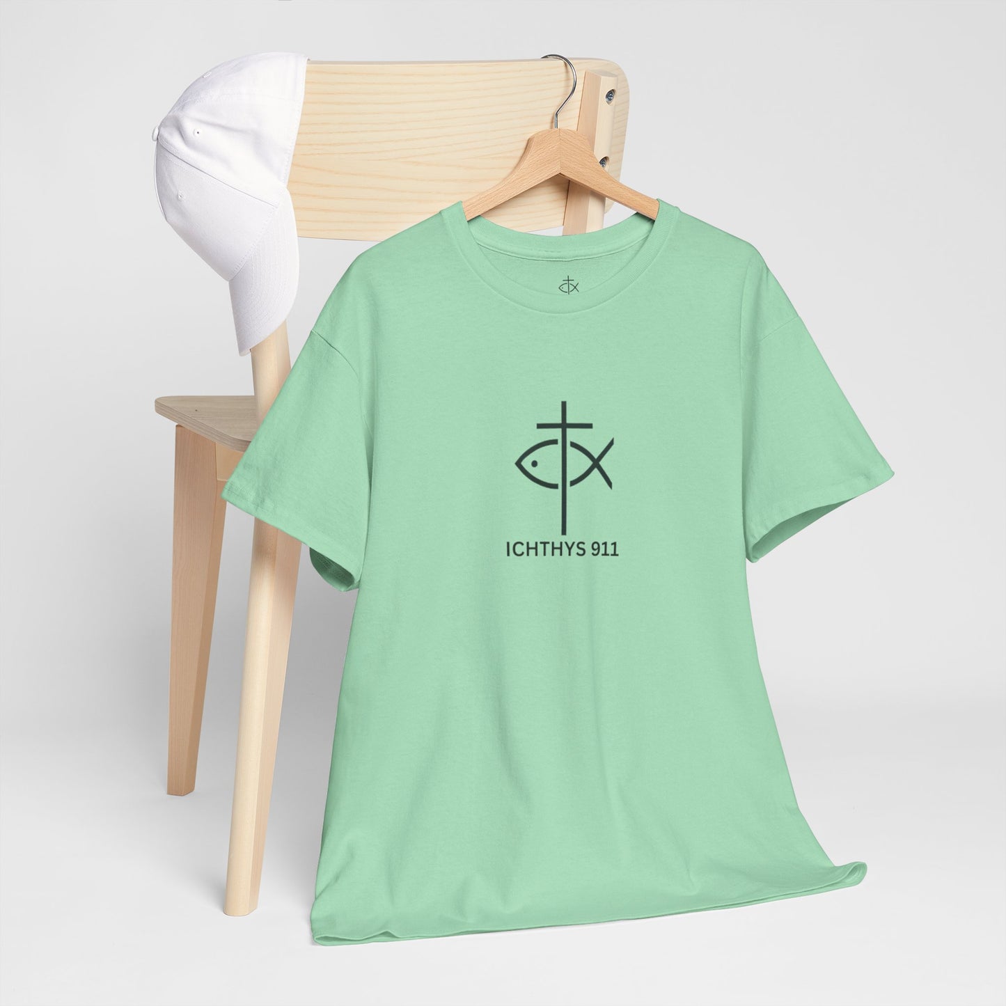 ICHTHYS 911 - "Authentic Design" - Unisex T-Shirt - Heavy Cotton T-Shirt - Jesus Fish - Men's T-Shirt - Women T-Shirt Christian Faith - Unisex Clothing