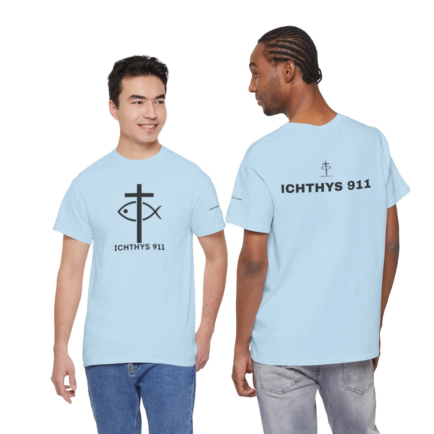 Authentic Design - Unisex T-Shirt - Heavy Cotton T-Shirt - Jesus Fish - Men's T-Shirt - Women T-Shirt Christian Faith - Unisex Clothing - ICHTHYS 911