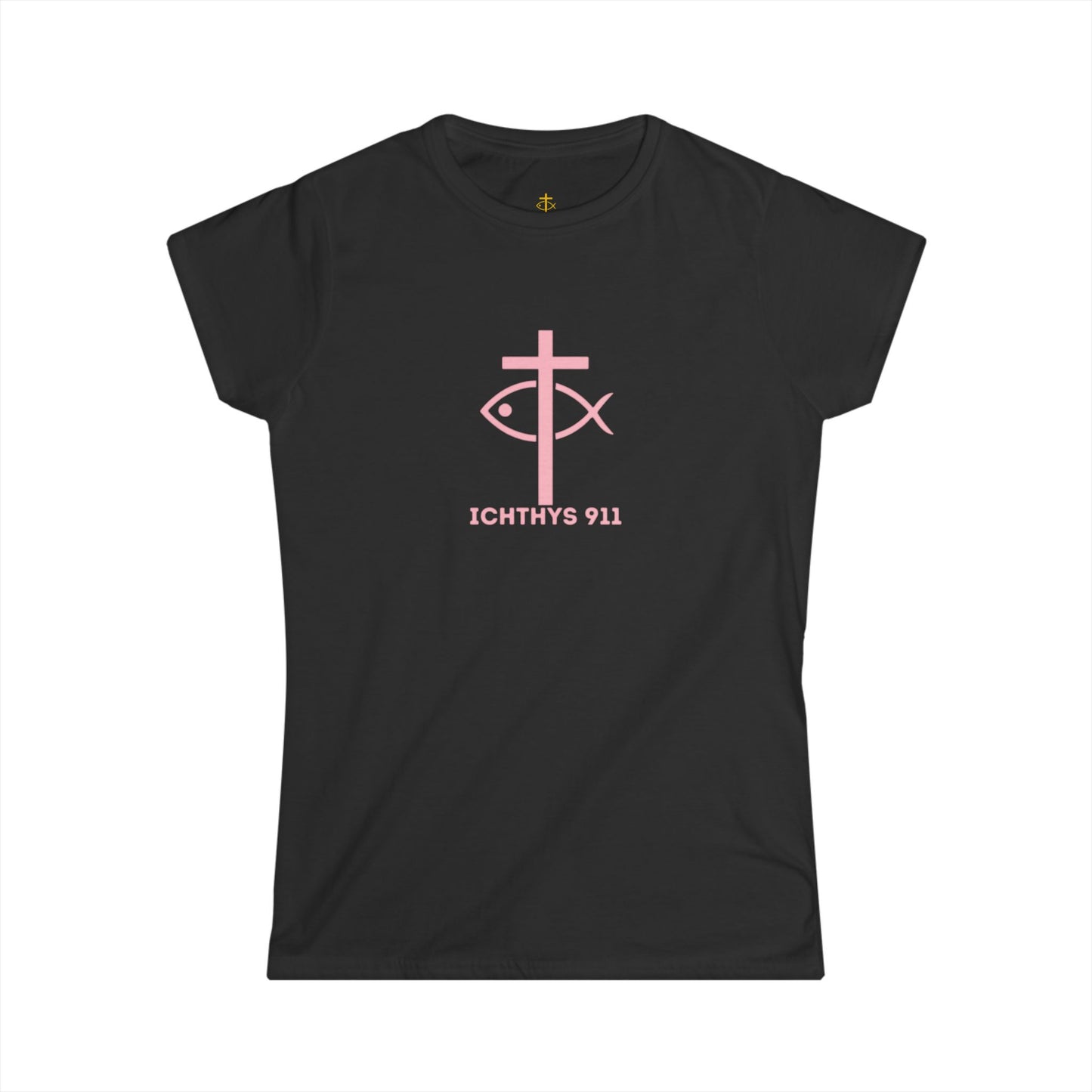 ICHTHYS 911 - "Roll With God Ride With Jesus" - Pink Font - Faith-Inspired Women's Tee - Summer Light T-Shirt - Wear Your Faith - Soft style Tee - Women T-Shirt