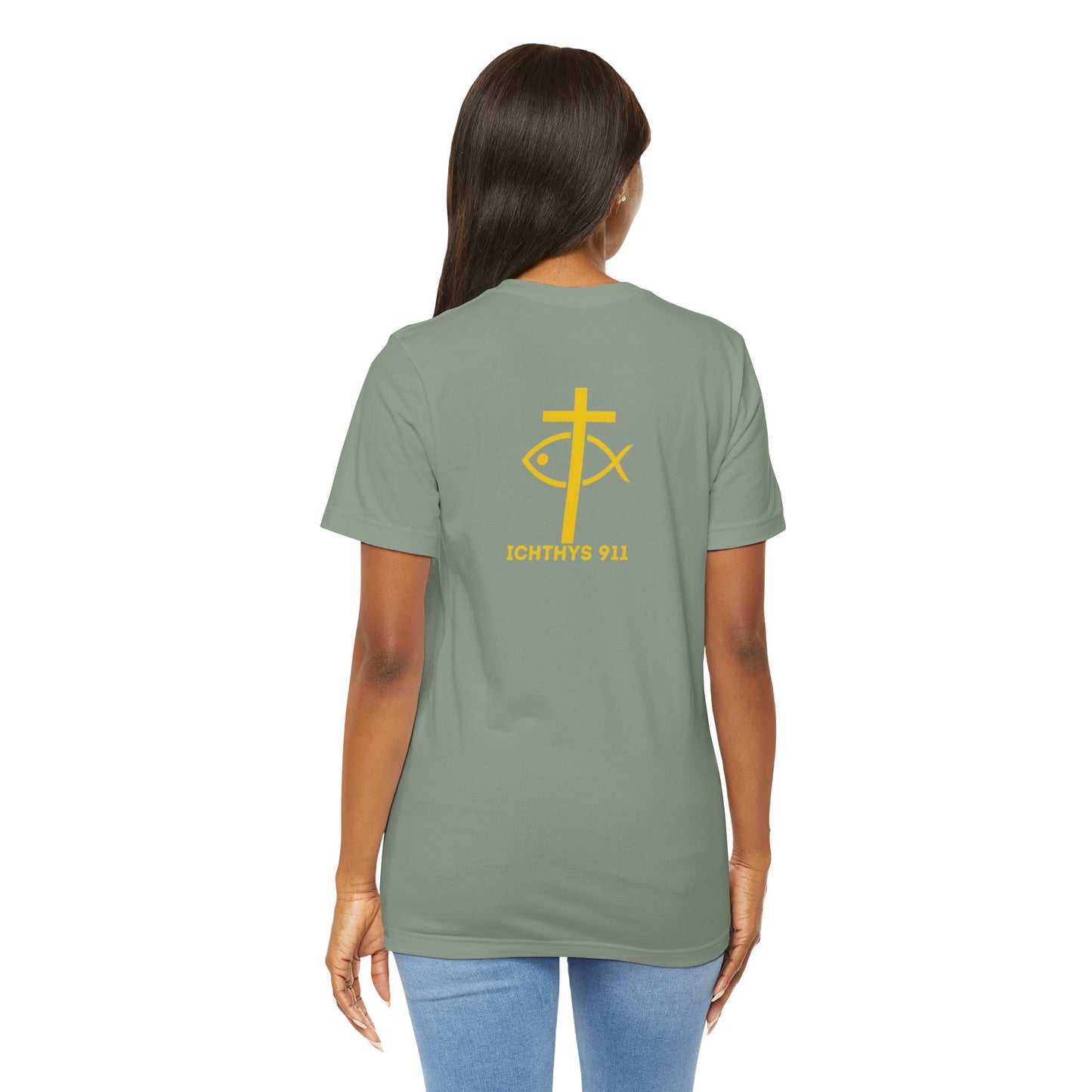Roll With God Love Like Jesus - Reverse Design - Unisex T- Shirt - Lightweight 100% Cotton - Summer T - Arm Form Fitting - Men T- Shirt - Women T-Shirt - Christian T-Shirt - Love Like Jesus ICHTHYS 911