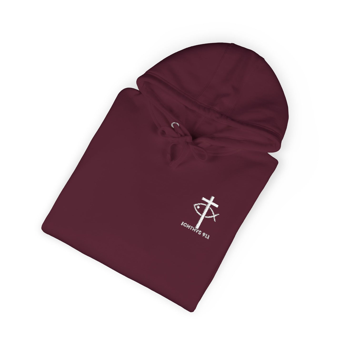 ICHTHYS 911 Embroidery Hoodie Pullover - Unsex - Elevated Embroider Gift for Her or Him - Christian Wear