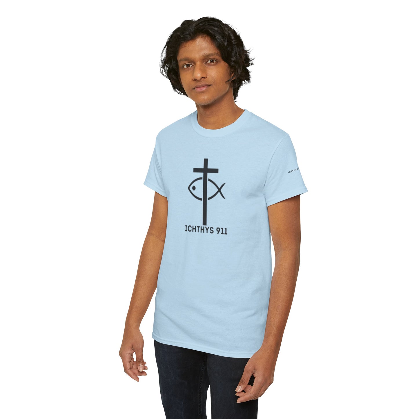Authentic Design - Unisex T-Shirt - Heavy Cotton T-Shirt - Jesus Fish - Men's T-Shirt - Women T-Shirt Christian Faith - Unisex Clothing - ICHTHYS 911