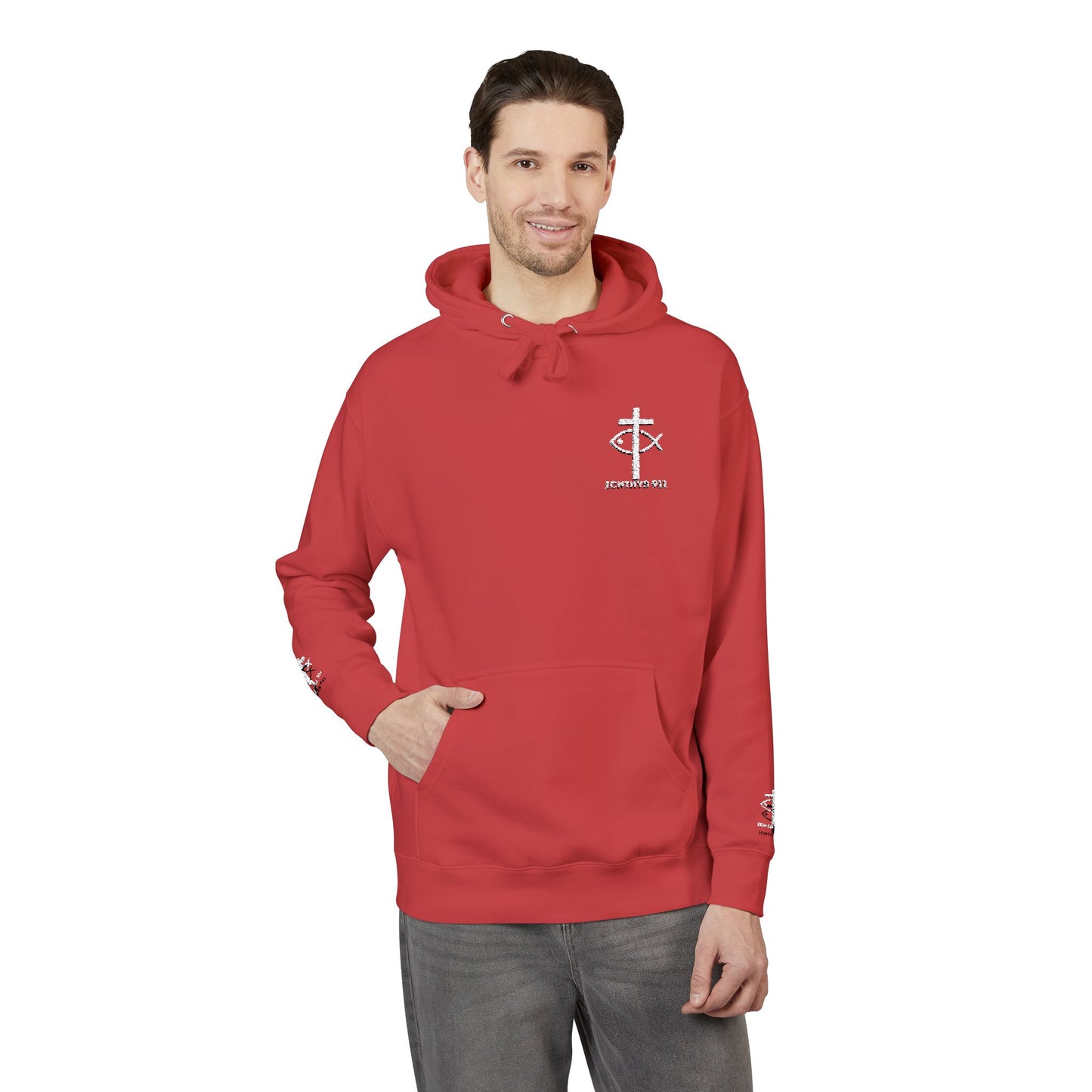ICHTHYS 911 Embroidery Hoodie Pullover - Unsex - Elevated Embroider Gift for Her or Him - Christian Wear