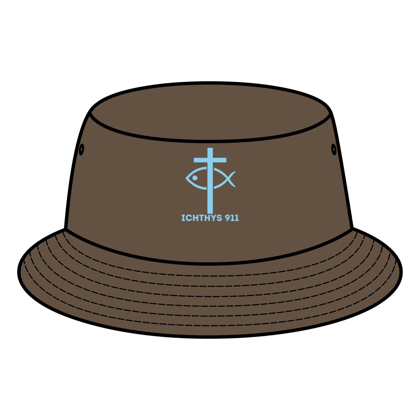 ICHTHYS 911 Bucket Hat - "Iēsous Christos, Theou Yios, Sōtēr" Design - Unisex - Women Hat - Men Hat - Sun Shade - Christian Faith