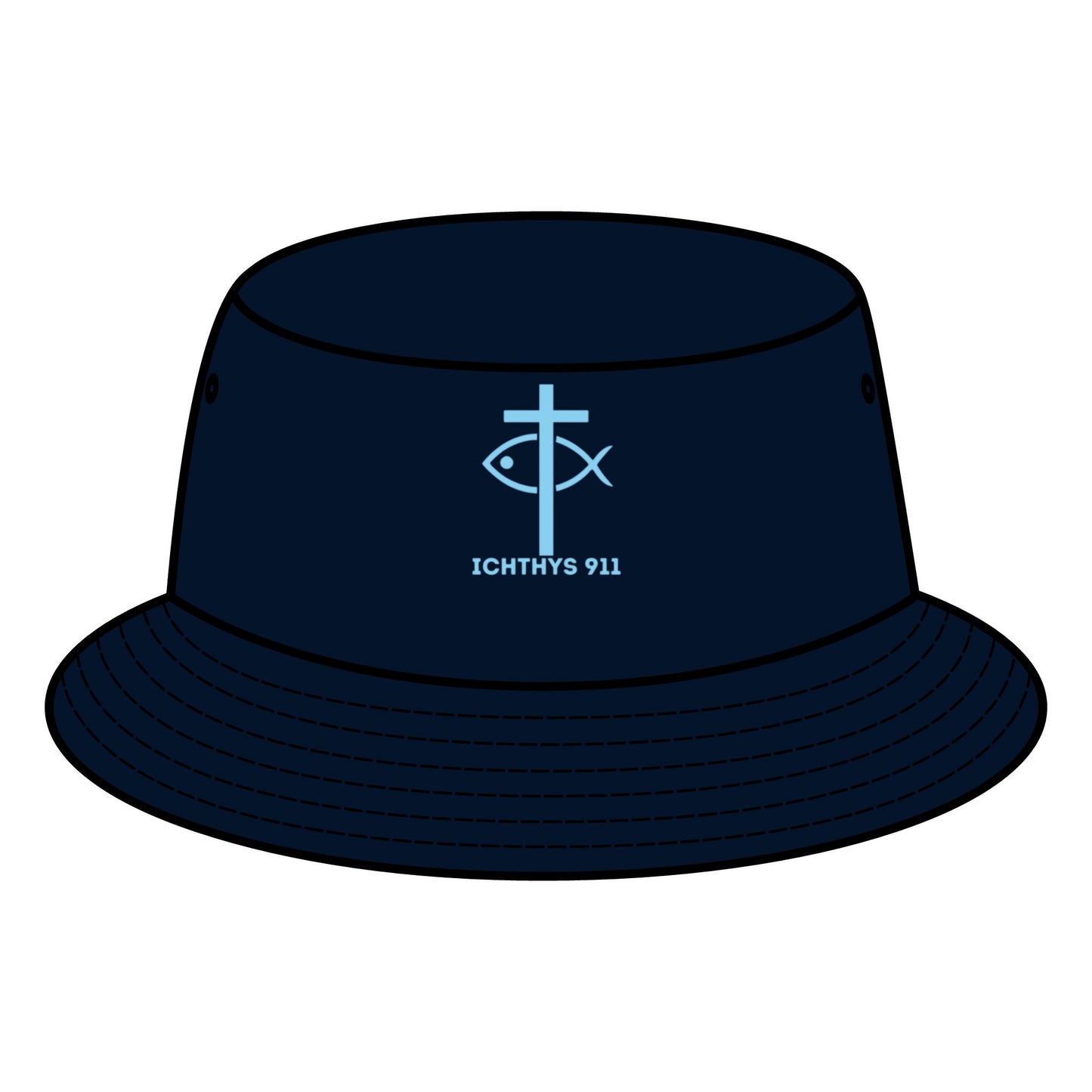 ICHTHYS 911 Bucket Hat - "Iēsous Christos, Theou Yios, Sōtēr" Design - Unisex - Women Hat - Men Hat - Sun Shade - Christian Faith