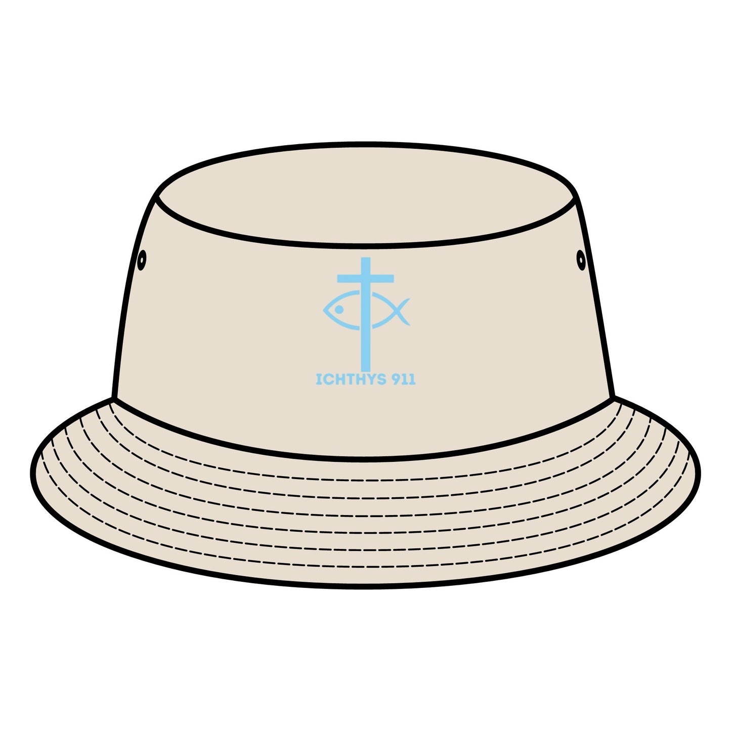 ICHTHYS 911 Bucket Hat - "Iēsous Christos, Theou Yios, Sōtēr" Design - Unisex - Women Hat - Men Hat - Sun Shade - Christian Faith