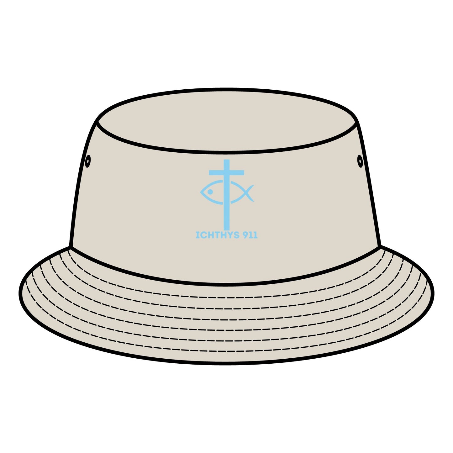 ICHTHYS 911 Bucket Hat - "Iēsous Christos, Theou Yios, Sōtēr" Design - Unisex - Women Hat - Men Hat - Sun Shade - Christian Faith