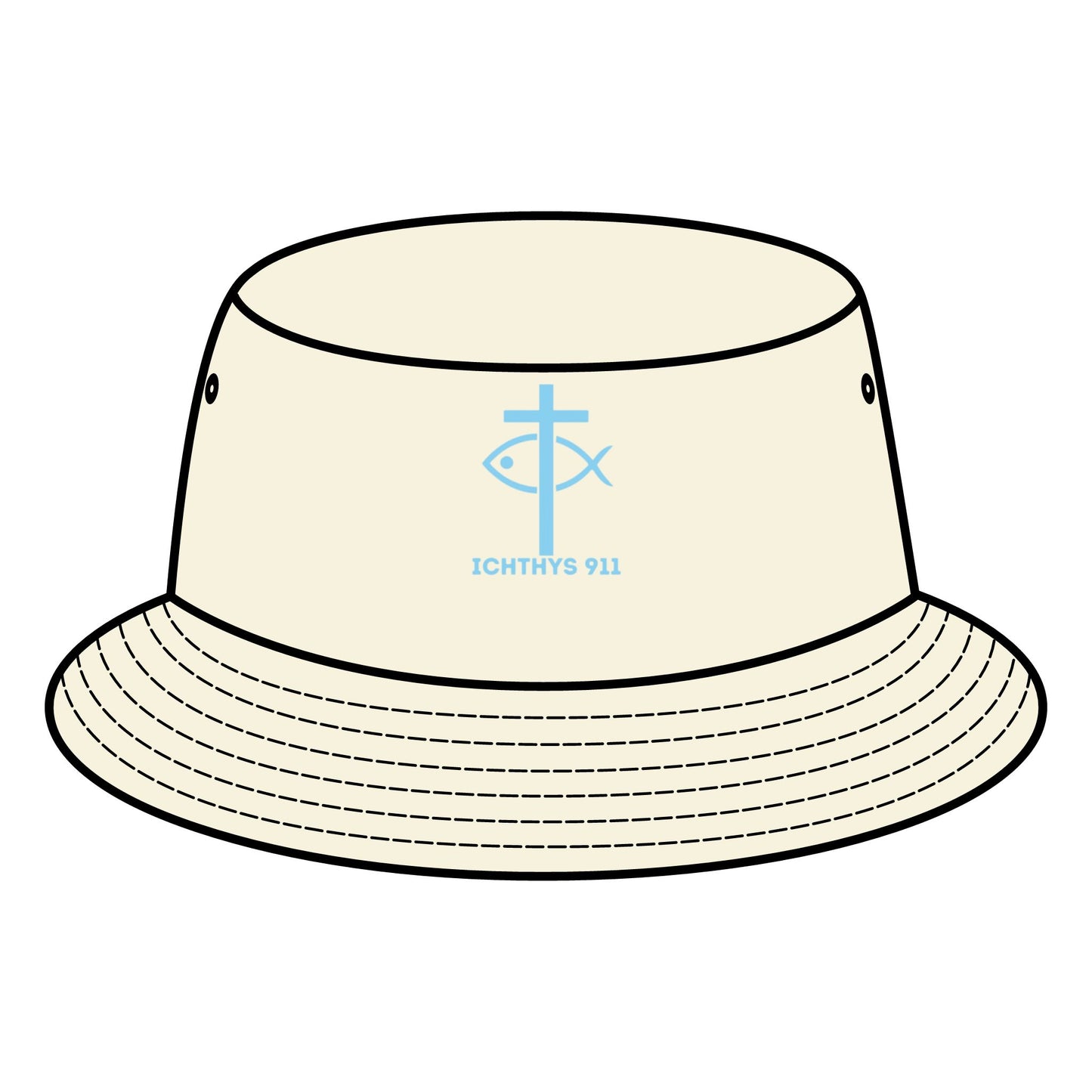 ICHTHYS 911 Bucket Hat - "Iēsous Christos, Theou Yios, Sōtēr" Design - Unisex - Women Hat - Men Hat - Sun Shade - Christian Faith