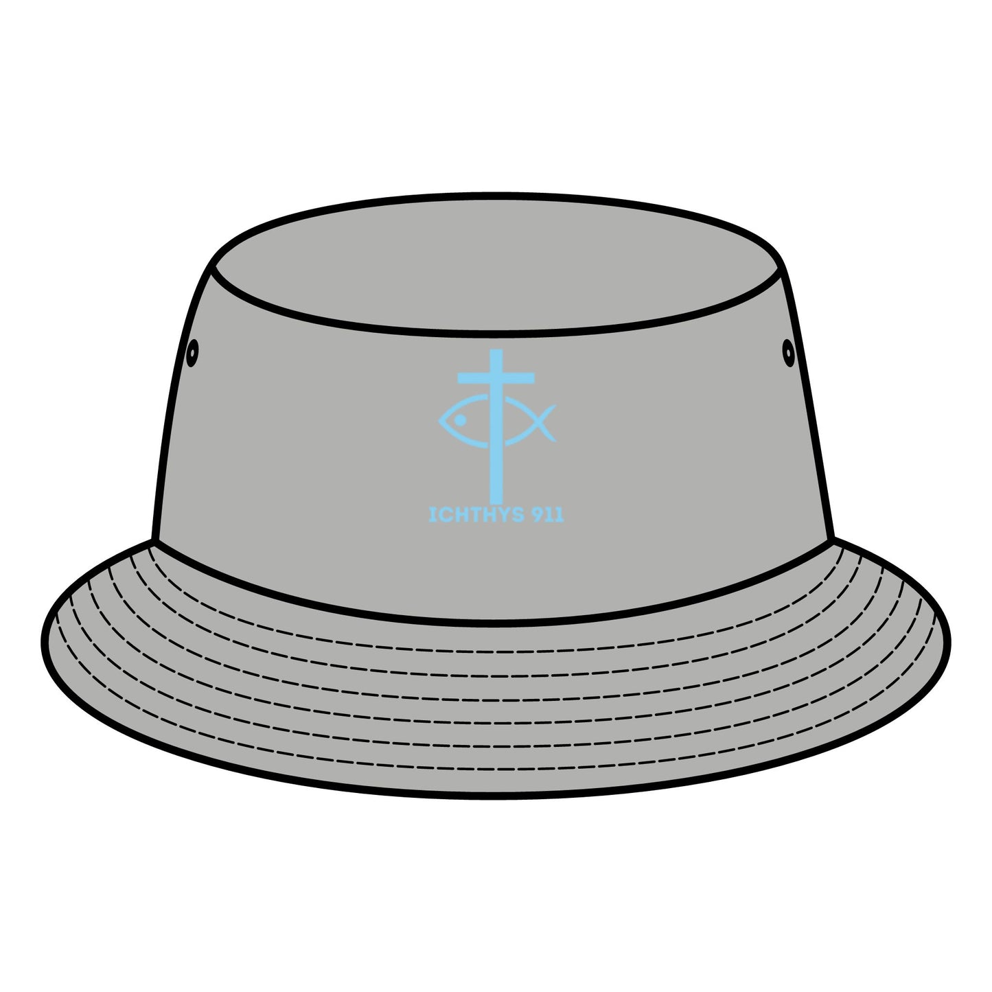 ICHTHYS 911 Bucket Hat - "Iēsous Christos, Theou Yios, Sōtēr" Design - Unisex - Women Hat - Men Hat - Sun Shade - Christian Faith