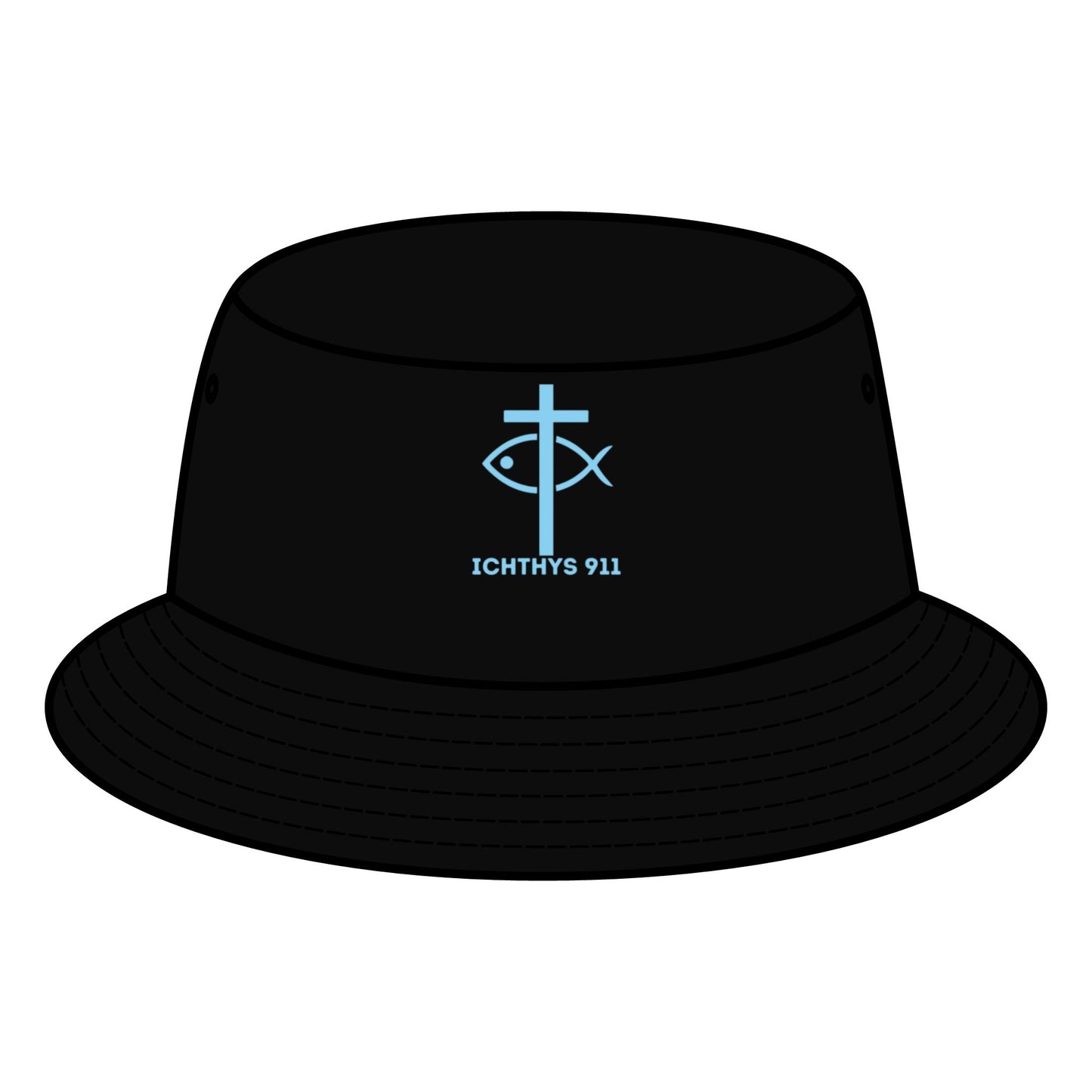 ICHTHYS 911 Bucket Hat - "Iēsous Christos, Theou Yios, Sōtēr" Design - Unisex - Women Hat - Men Hat - Sun Shade - Christian Faith