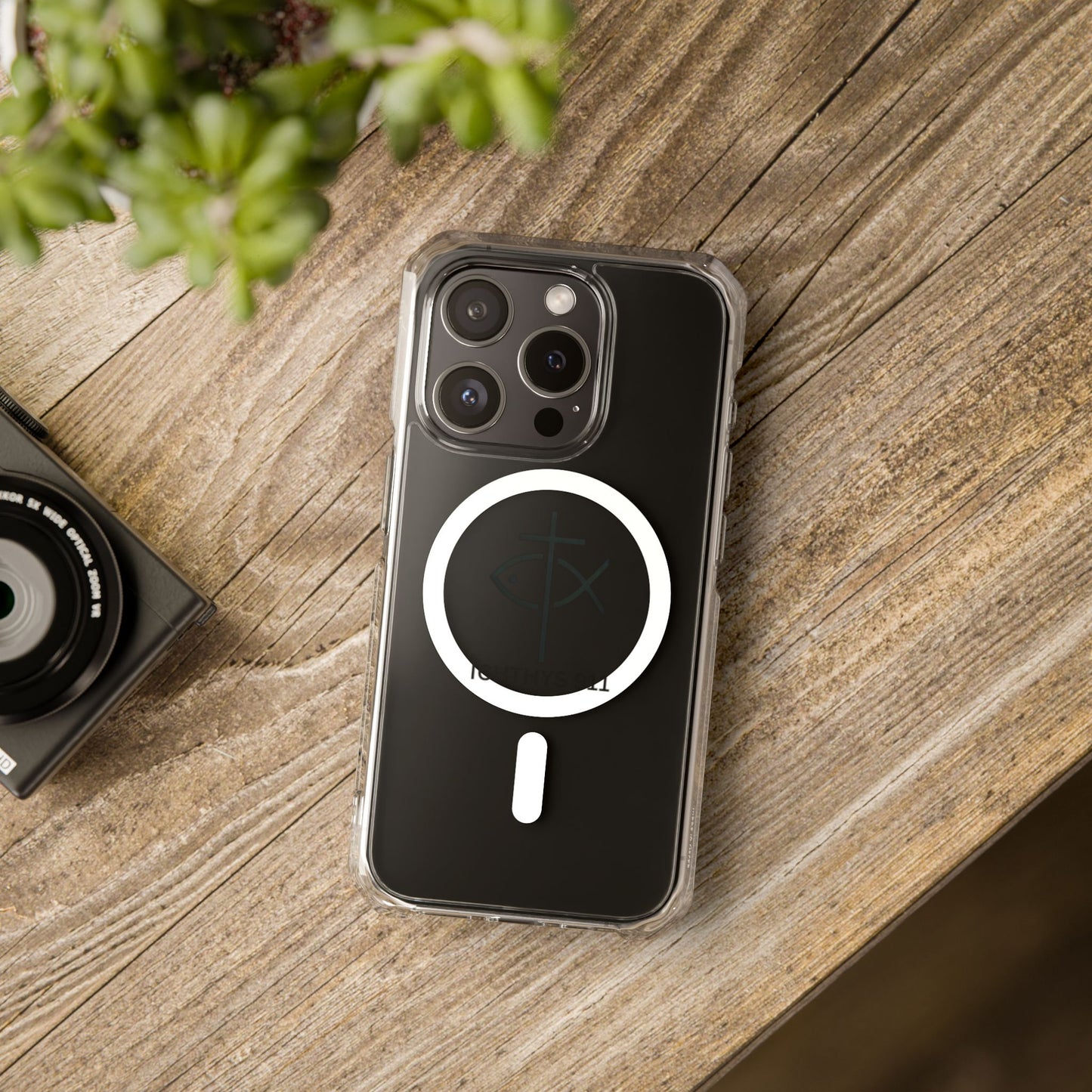 Magnetic Clear Case with Faith Symbol - Durable iPhone Protection