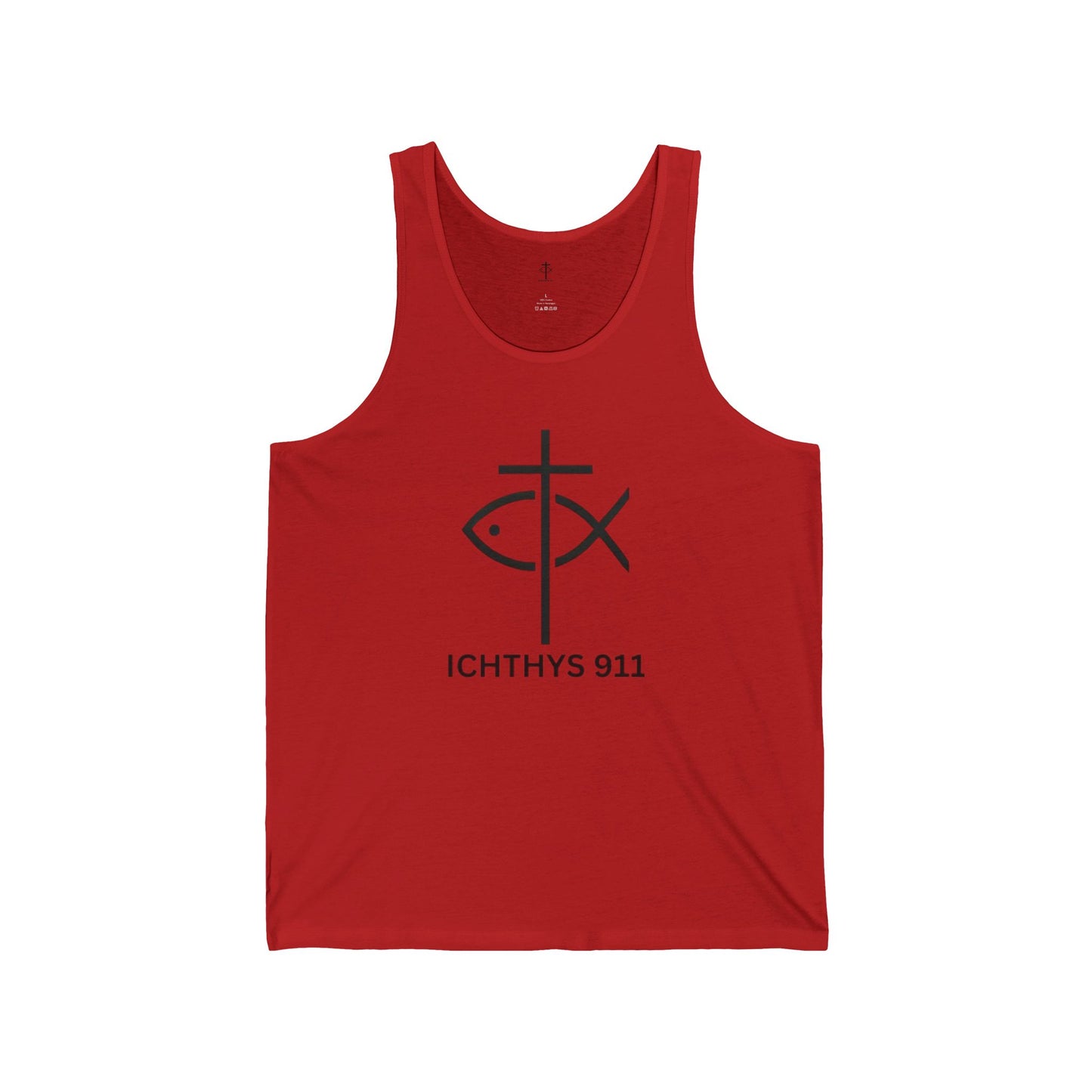 Run With Endurance T-Shirt – Hebrews 12:1 Inspirational Christian Tee - ICHTHYS 911 Unisex Jersey Tank Top - Casual Christian Symbol Graphic Tank Top
