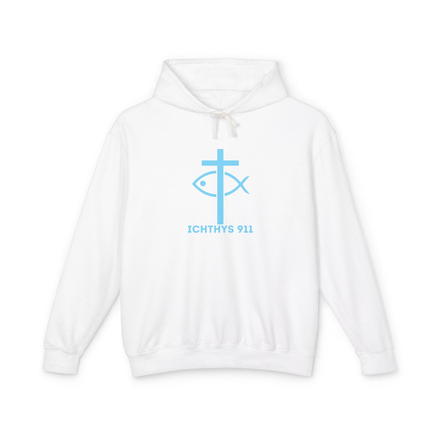 Iēsous Christos, Theou Yios, Sōtēr = Jesus Christ, Son of God, Savior - Unisex - Lightweight - Relaxed Fit - Religious Sweatshirt - ICHTHYS 911 - Hoodie