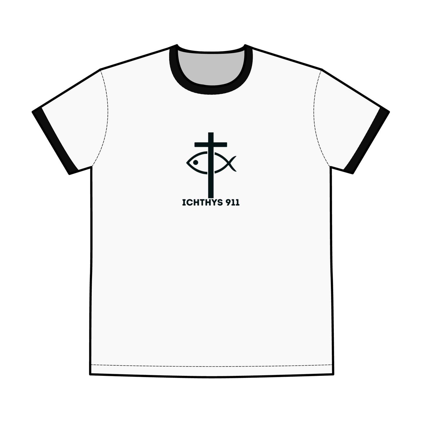 ICHTHYS 911 Red Font "Faith, Hope, & Love" - Unisex T-Shirt - Men T-Shirt - Christian Women Tee - Faith-Inspired Shirt - Christian Fashion - Wear Your Faith