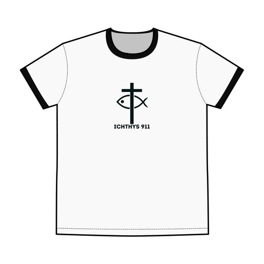 ICHTHYS 911 Red Font "Faith, Hope, & Love" - Unisex T-Shirt - Men T-Shirt - Christian Women Tee - Faith-Inspired Shirt - Christian Fashion - Wear Your Faith