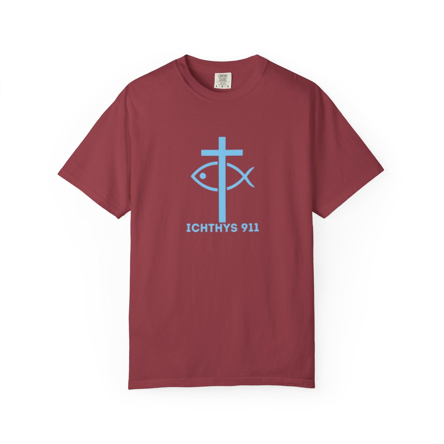 Strength Through Christ Philippians 4:13 - Blue Font - Unisex Garment Dyed T- Shirt - 100% US Cotton -Men T-Shirt - Women T-Shirt- Christian Activewear