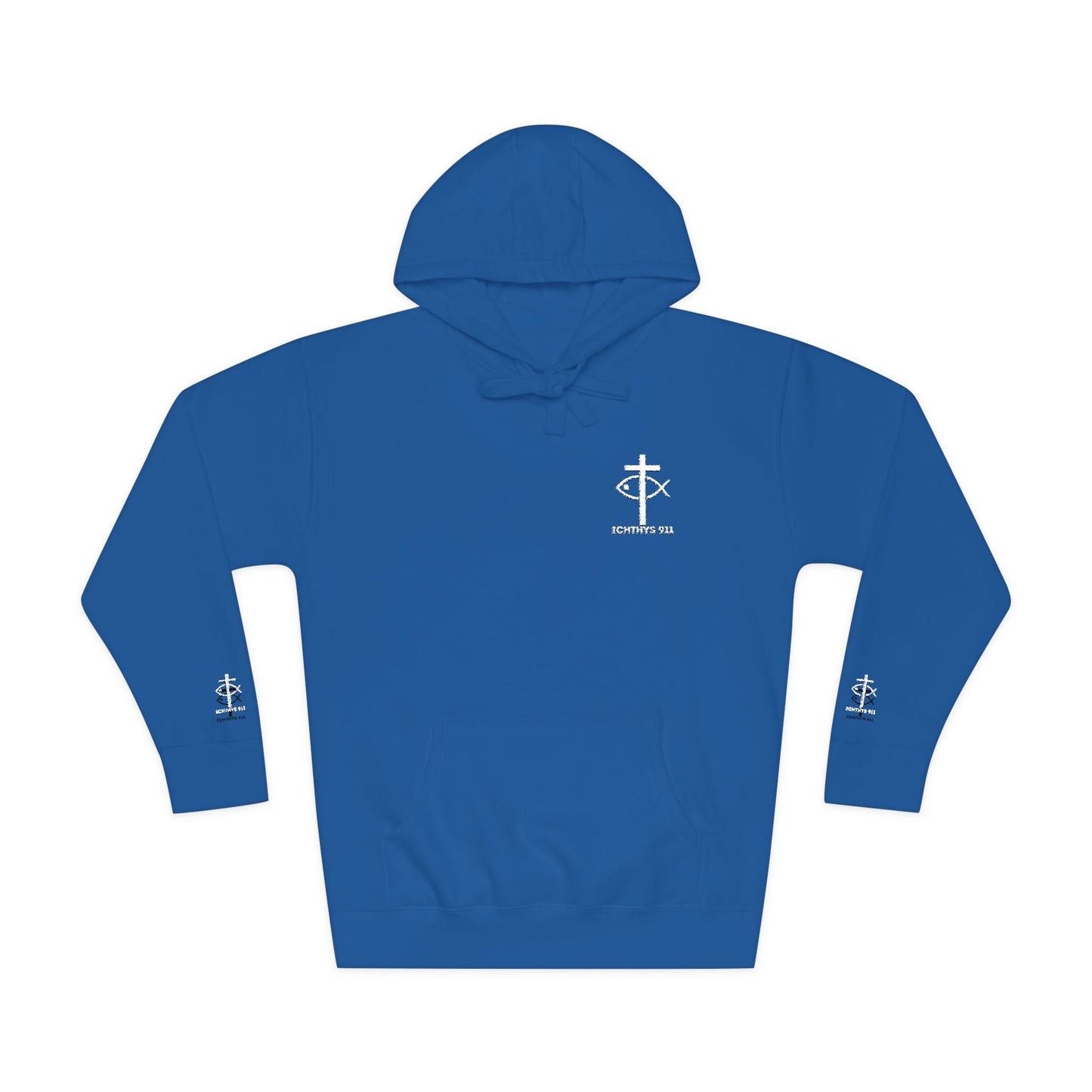 ICHTHYS 911 Embroidery Hoodie Pullover - Unsex - Elevated Embroider Gift for Her or Him - Christian Wear