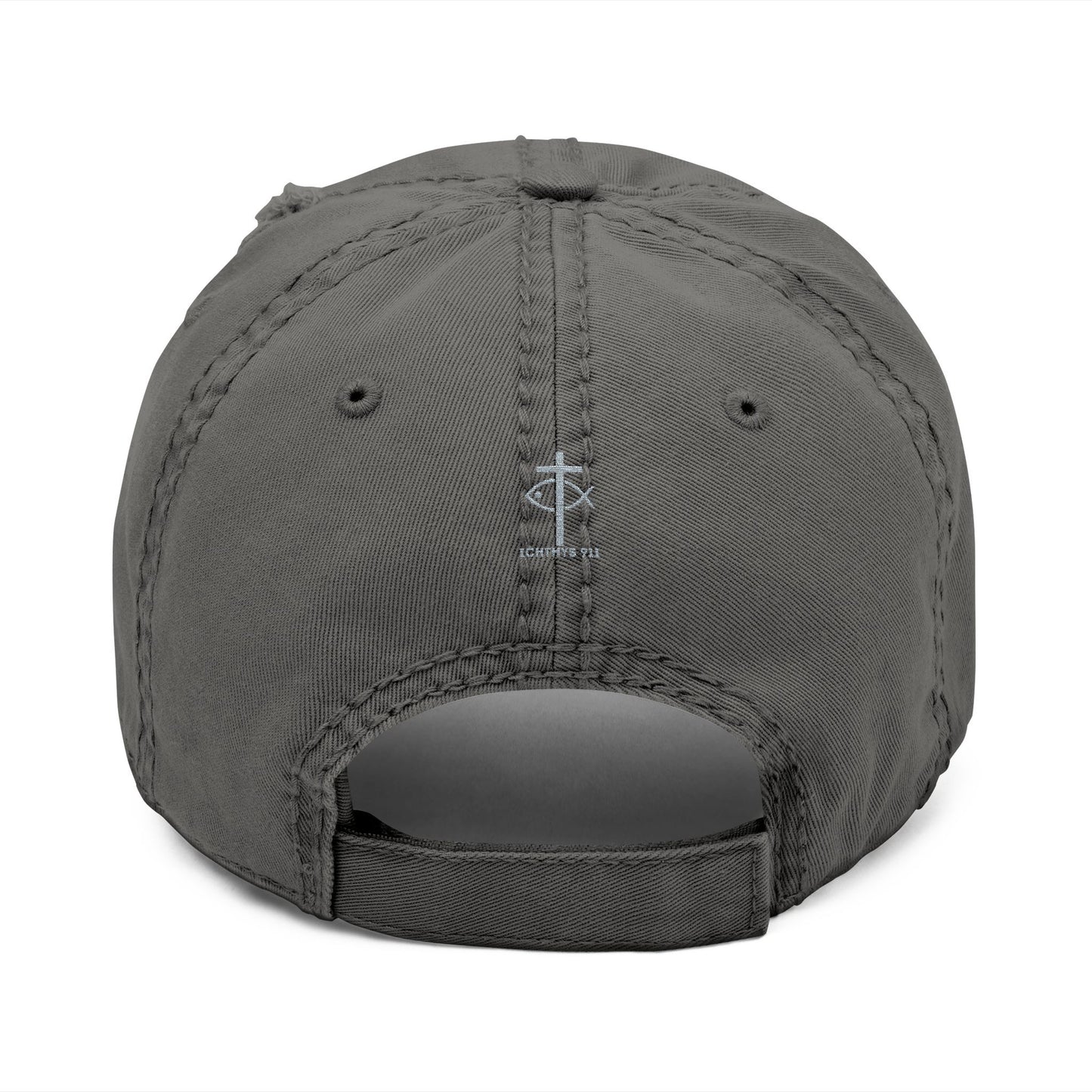ICHTHYS 911 Embroidered Design - Distressed Hat with Casual Fashion - Accessory for Everyday Wear - ICHTHYS 911 Collection - This hat is very soft - Short stance - Everyone is loving this hat