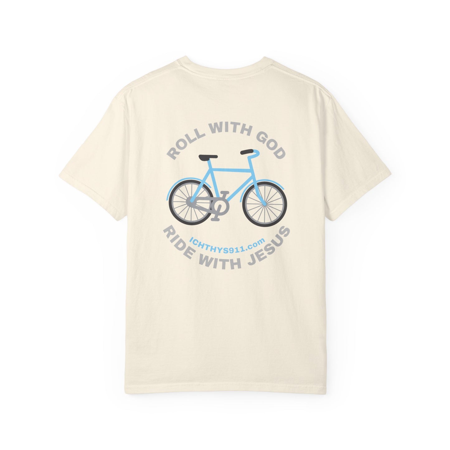 ICHTHYS 911 - "Roll With God Ride With Jesus" - Silver Font - Unisex T- Shirt - Medium Weight 100% Cotton - Summer T - Men T- Shirt - Women T-Shirt - Christian T-Shirt - Love Like Jesus