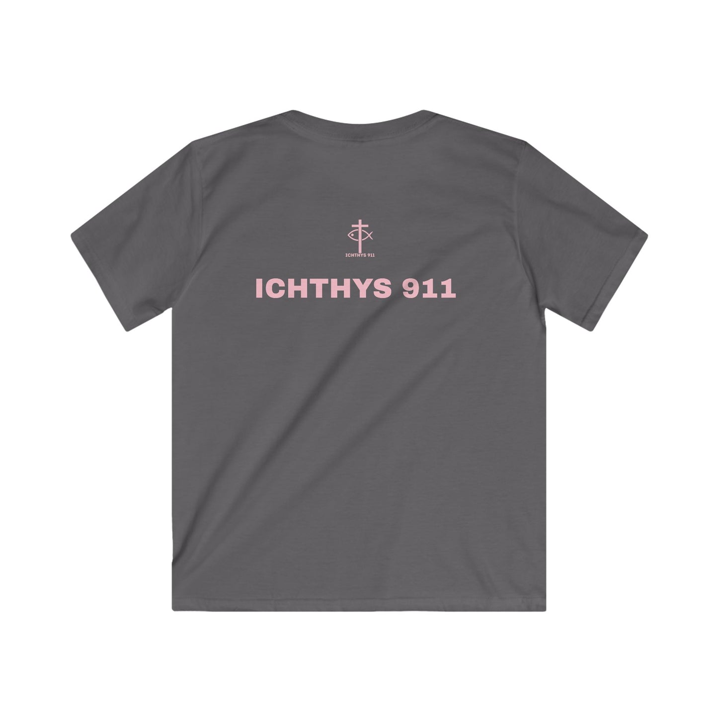 Kids Faith T-Shirt -ICHTHYS 911 Design Pink Font