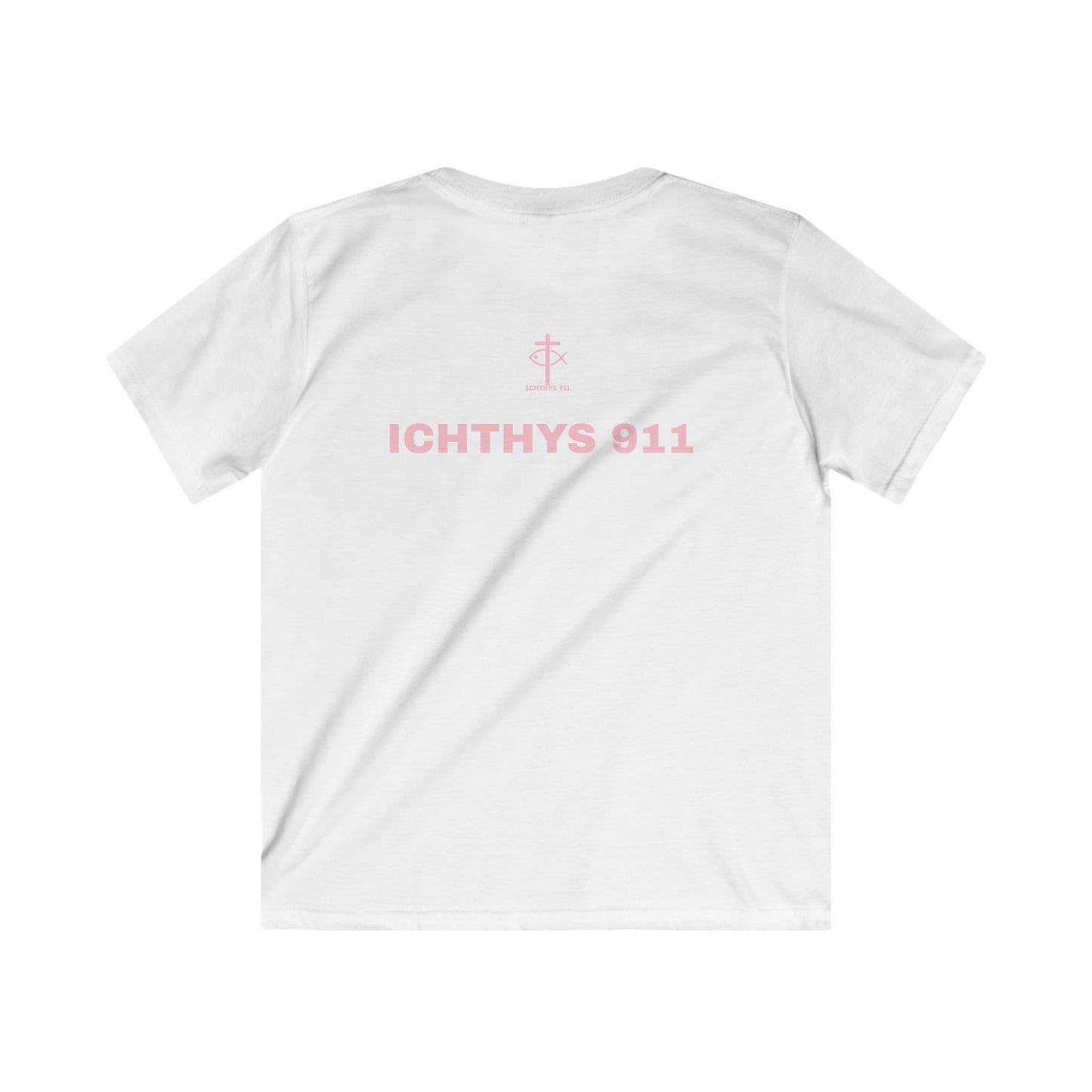 Kids Faith T-Shirt -ICHTHYS 911 Design Pink Font