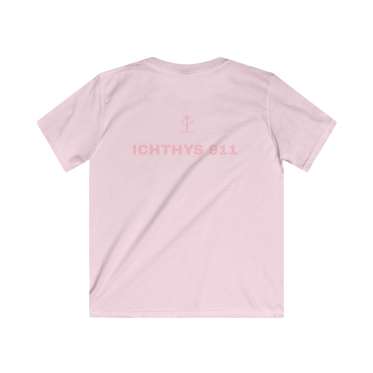 Kids Faith T-Shirt -ICHTHYS 911 Design Pink Font