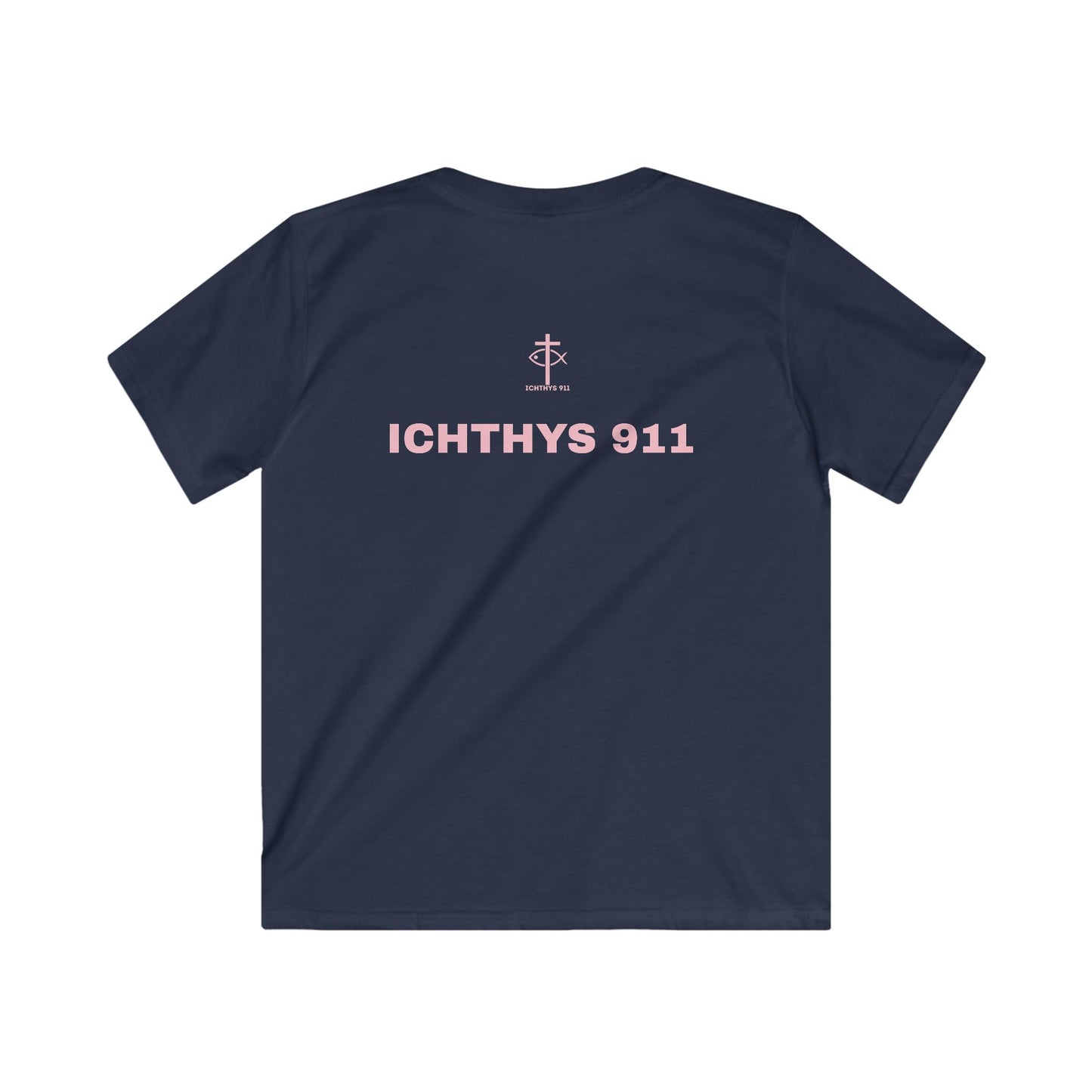 Kids Faith T-Shirt -ICHTHYS 911 Design Pink Font