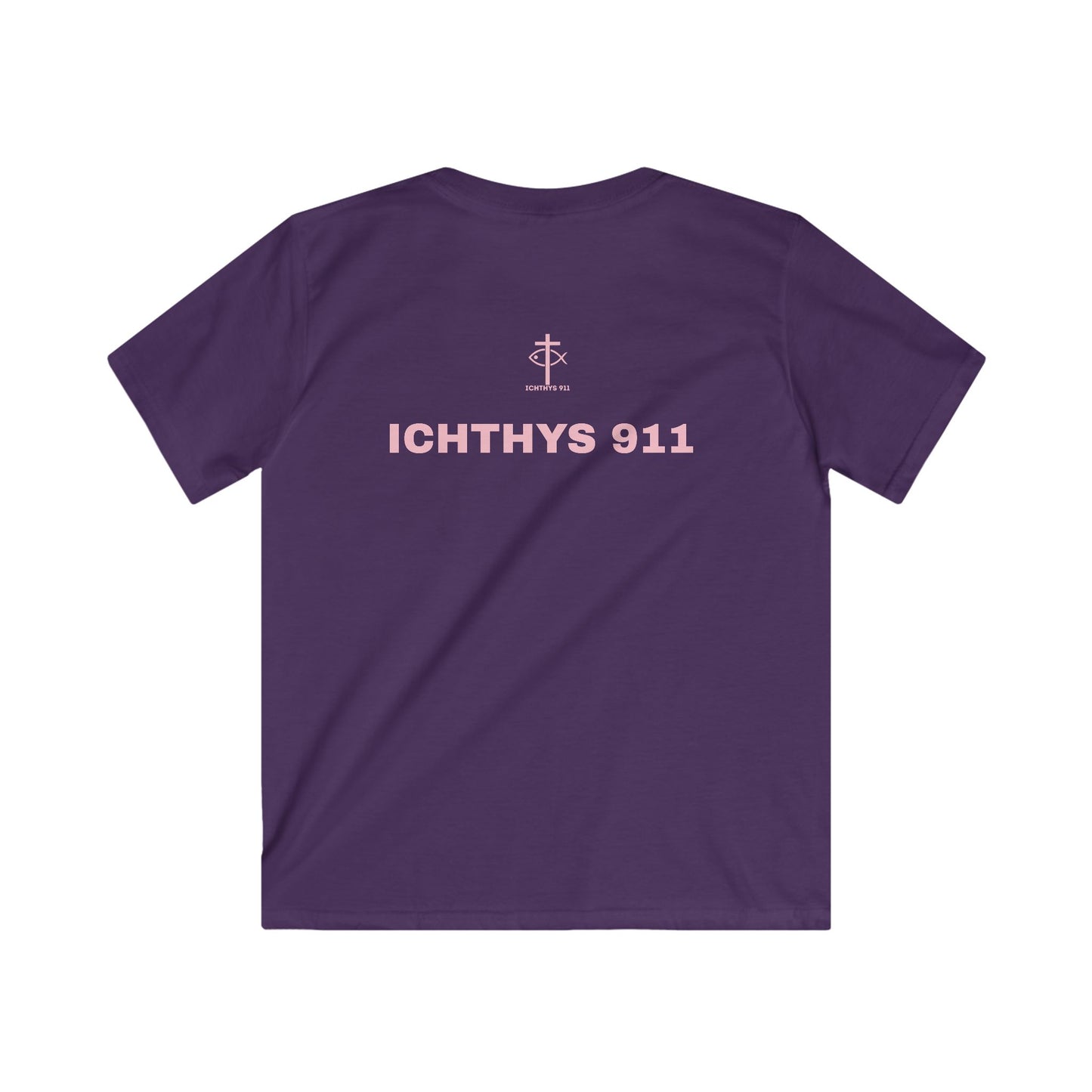 Kids Faith T-Shirt -ICHTHYS 911 Design Pink Font
