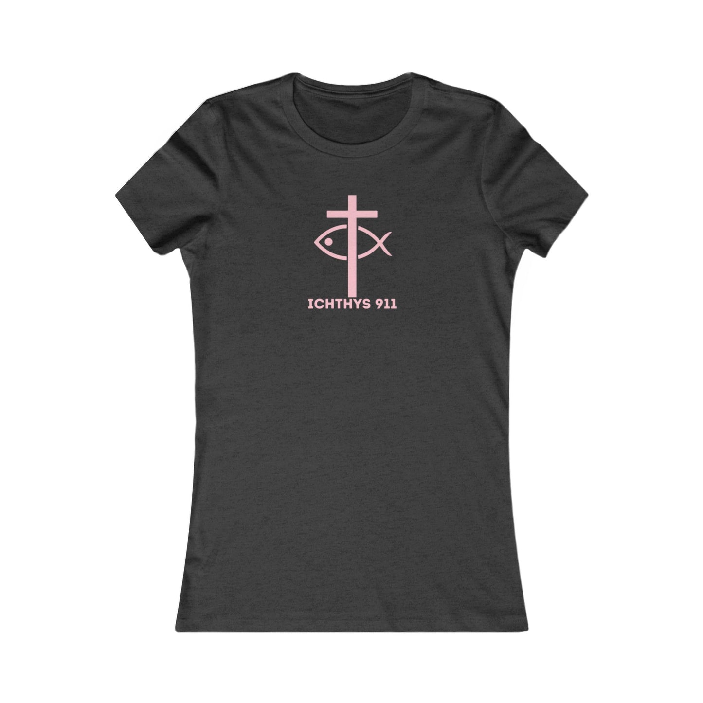 Jesus Christ Son of God Savior Christian Pink Font Inspirational Women's Favorite Tee - ICHTHYS 911 Design