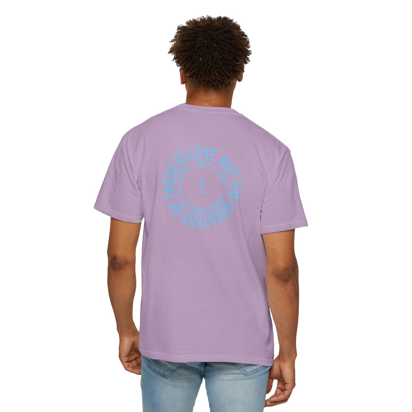 ICHTHYS 911 - Blue Font "Faith, Hope, & Love" - Unisex T-Shirt - Men T-Shirt - Christian Women Tee - Faith-Inspired Shirt - Christian Fashion - Wear Your Faith