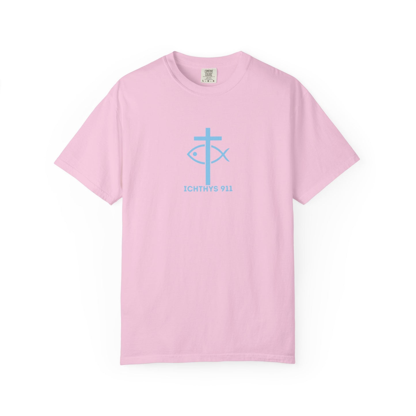 ICHTHYS 911 - Blue Font "Faith, Hope, & Love" - Unisex T-Shirt - Men T-Shirt - Christian Women Tee - Faith-Inspired Shirt - Christian Fashion - Wear Your Faith