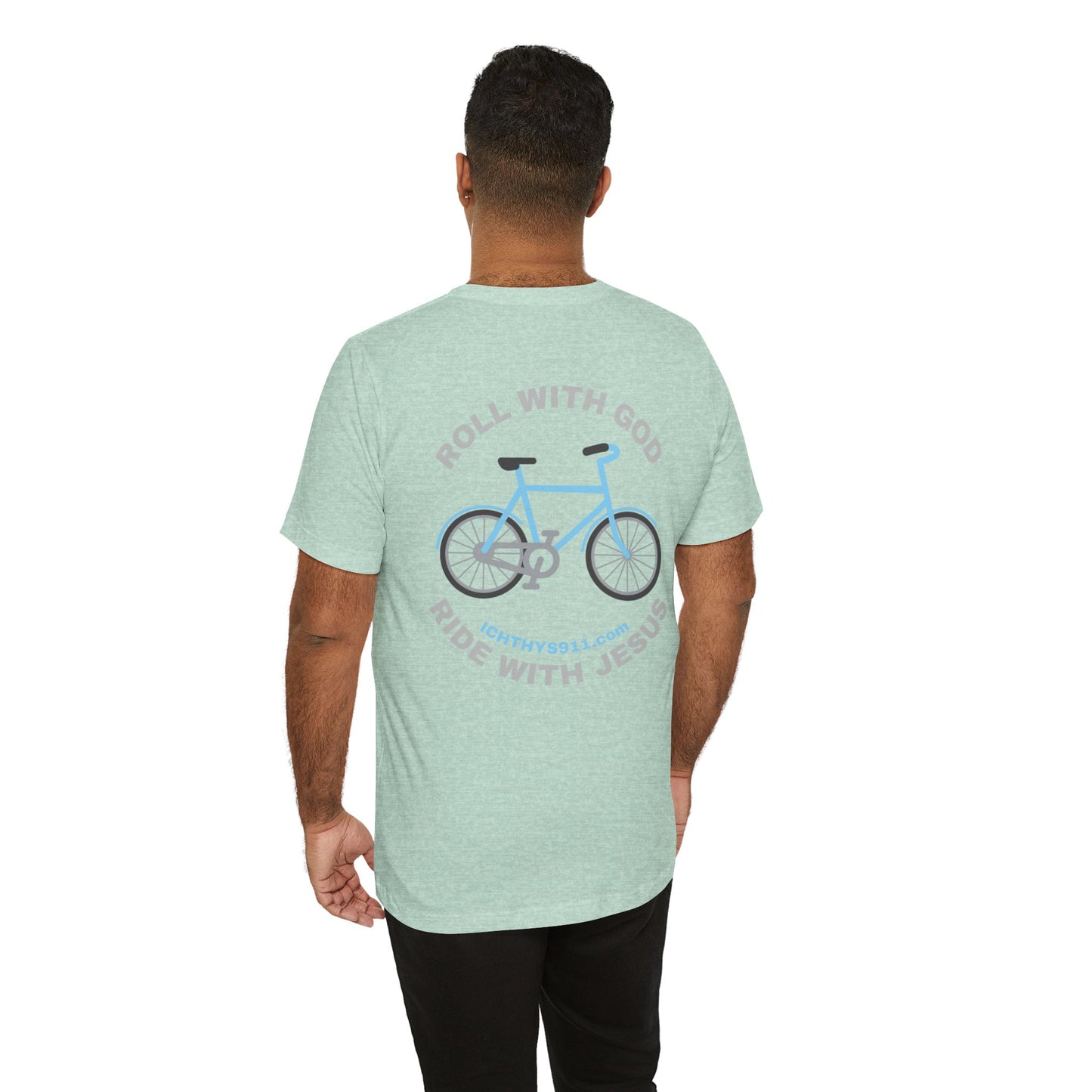 Roll With God Ride With Jesus - Silver Font - Unisex T- Shirt - Lightweight 100% Cotton - Summer T - Arm Form Fitting - Men T- Shirt - Women T-Shirt - Christian T-Shirt - ICHTHYS 911